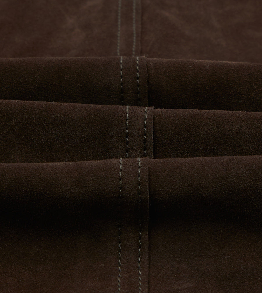 Chocolate Brown Heavyweight Suede Five-Pocket Chore Jacket