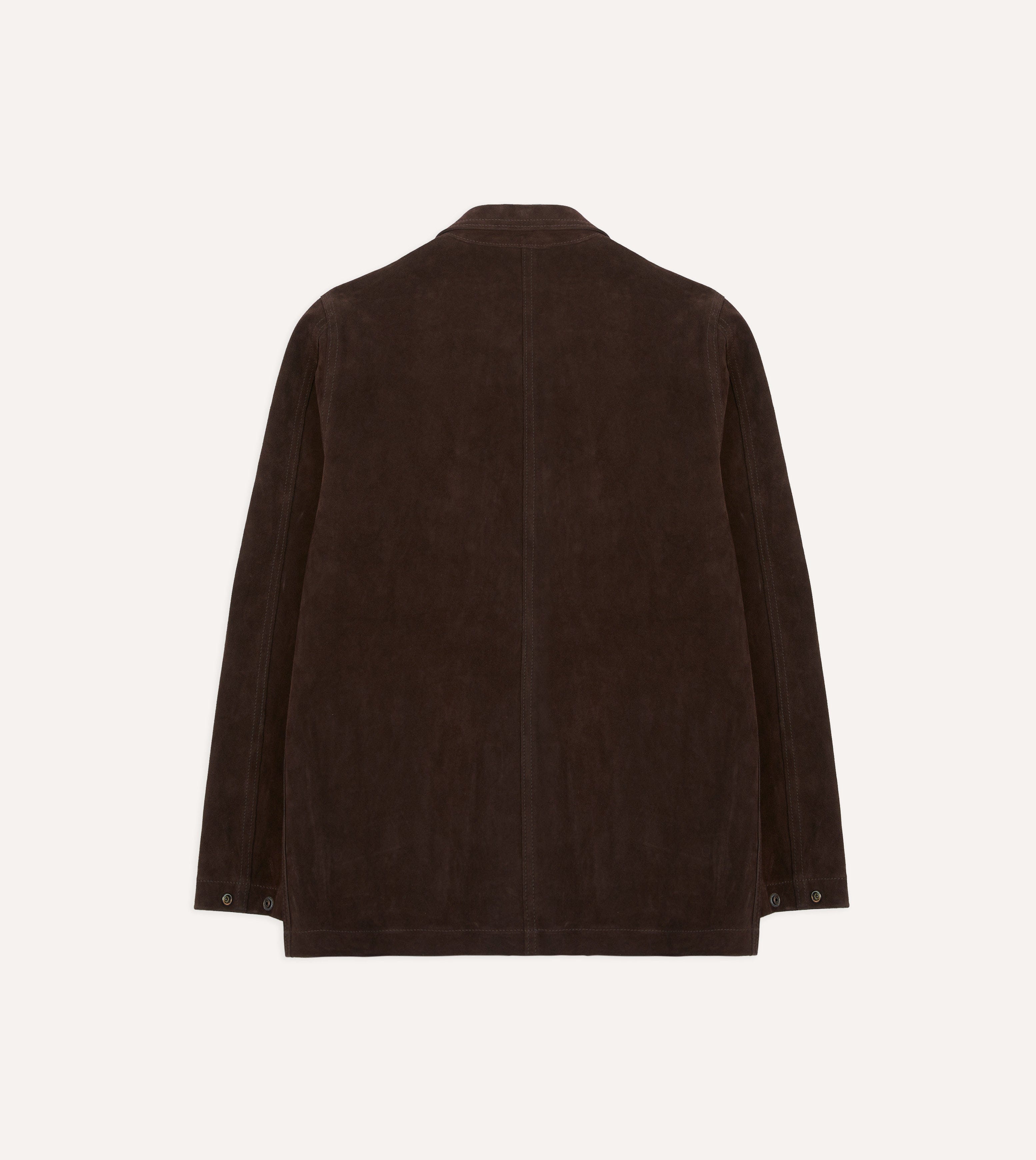 Chocolate Brown Heavyweight Suede Five-Pocket Chore Jacket