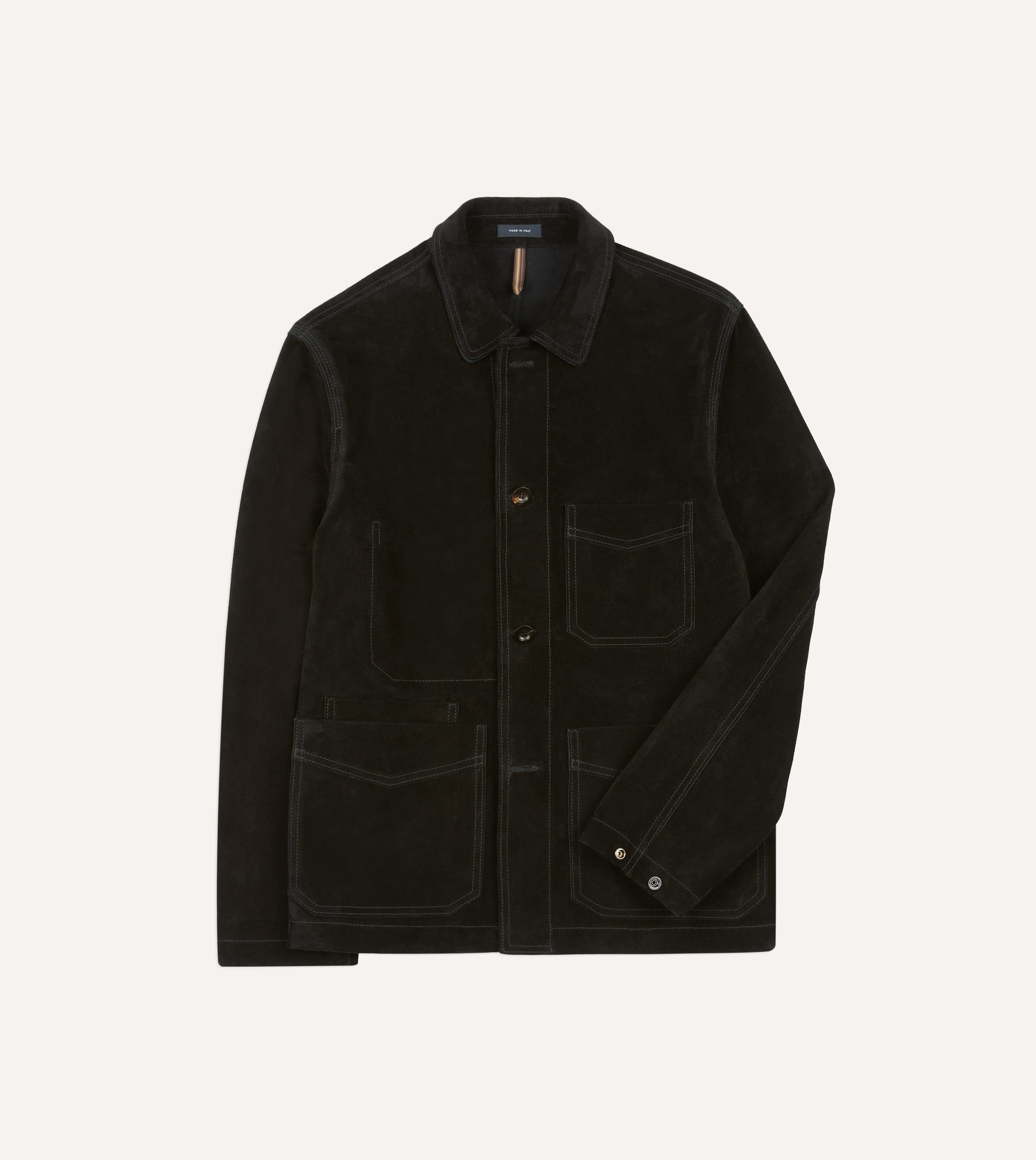 Black Heavyweight Suede Five-Pocket Chore Jacket