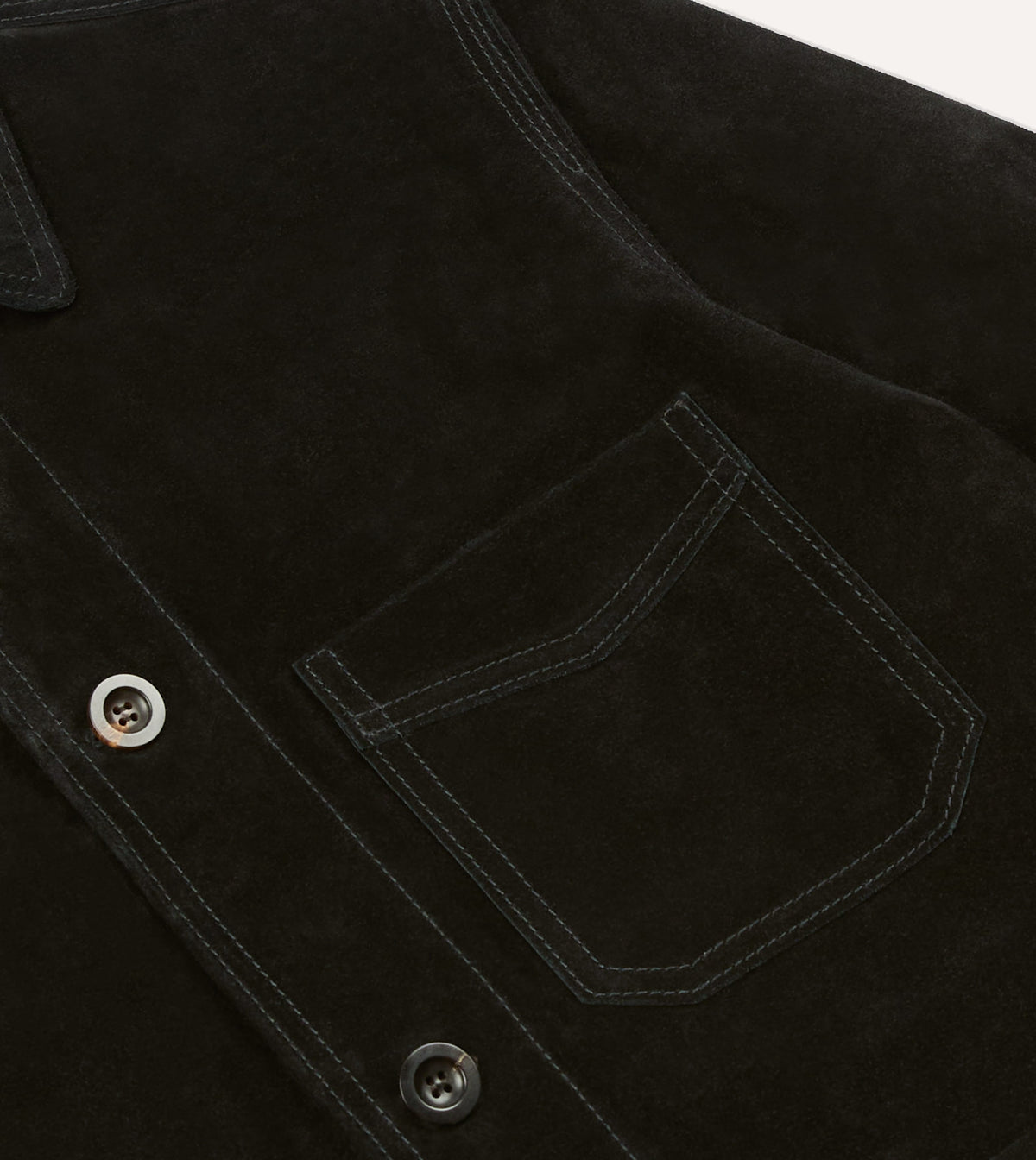 Black Heavyweight Suede Five-Pocket Chore Jacket