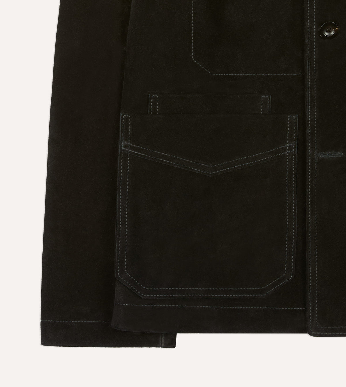 Black Heavyweight Suede Five-Pocket Chore Jacket