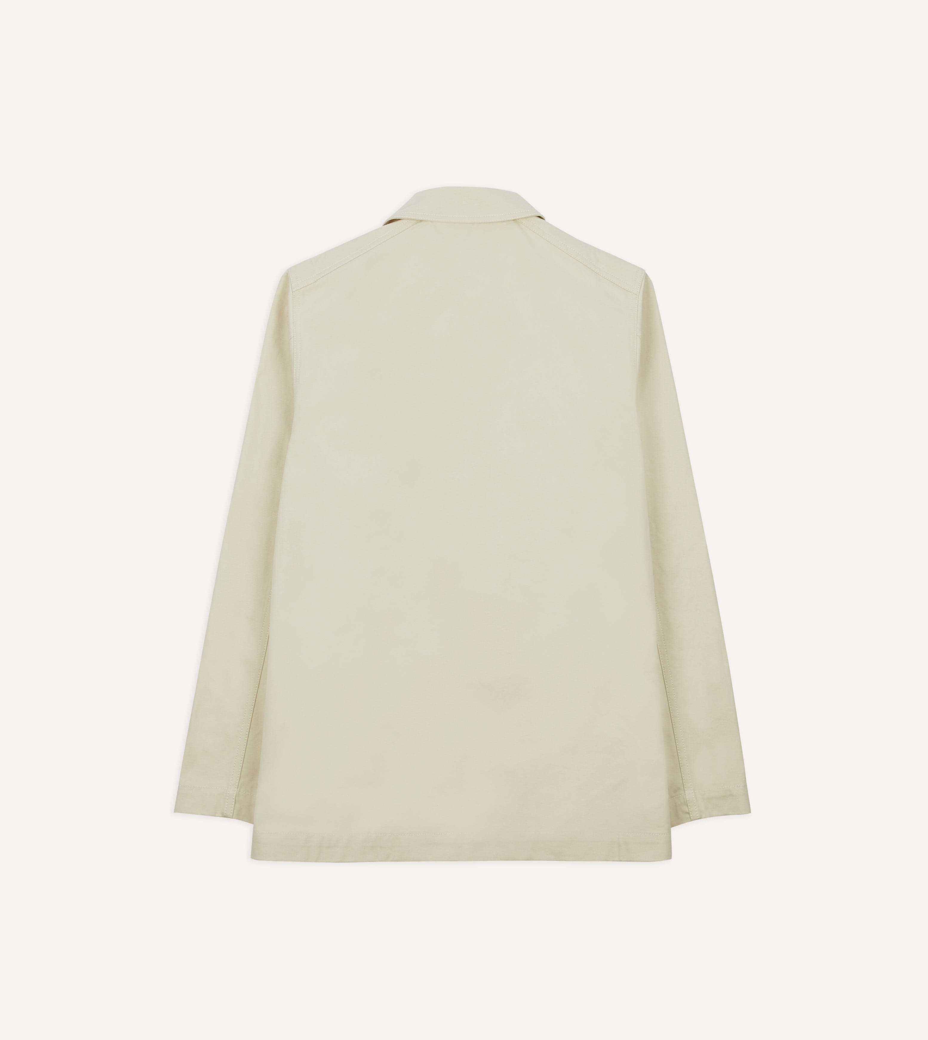 Ecru Cotton Double-Breasted Chore Coat