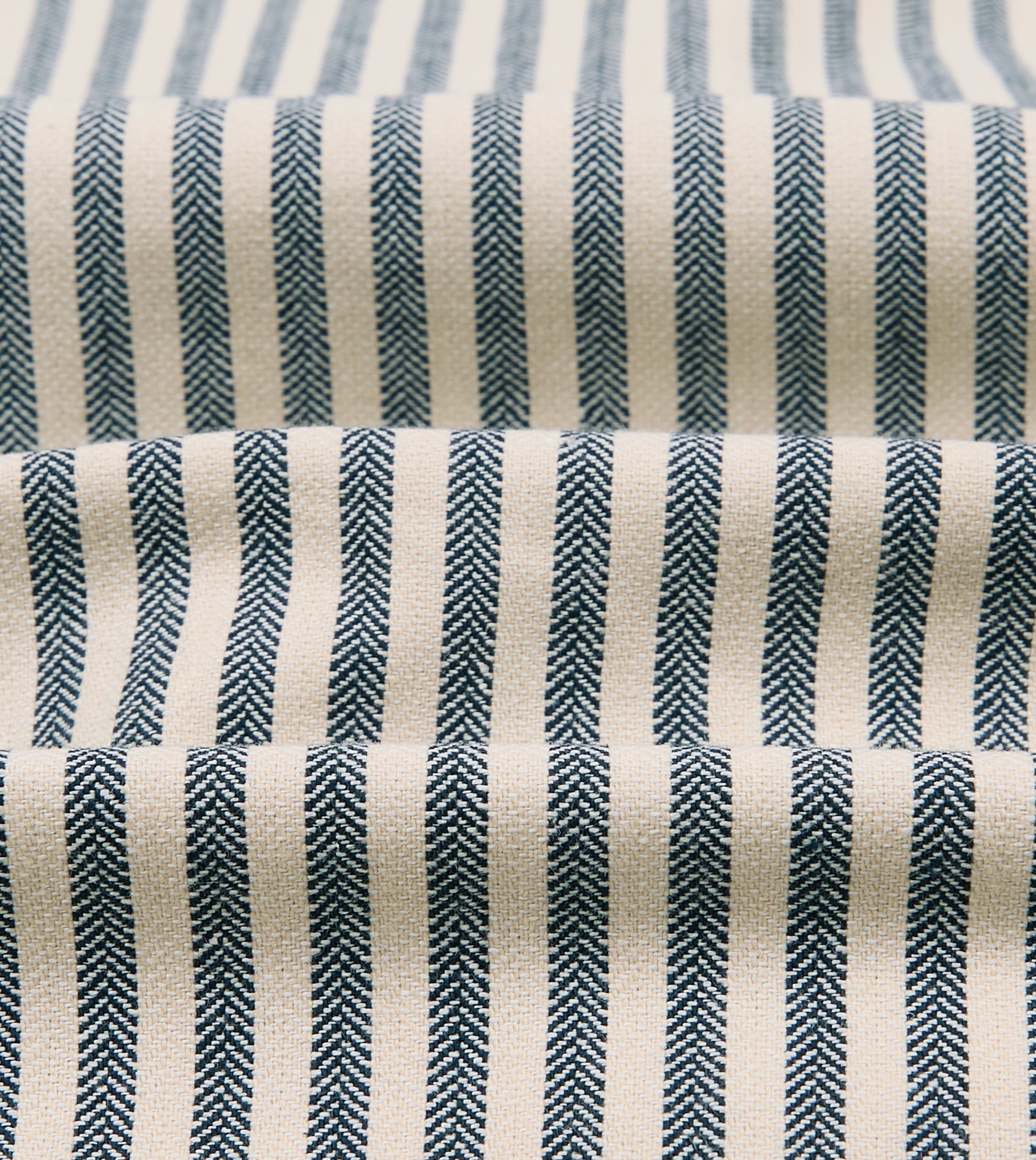 Blue and Ecru Stripe Cotton-Linen Deck Chore Jacket