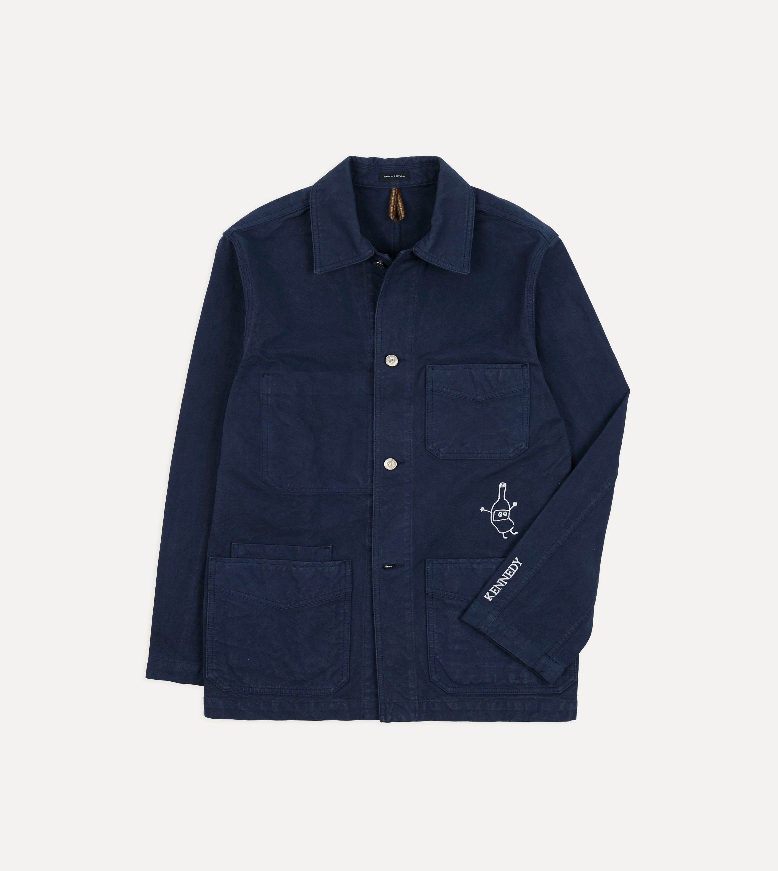 Kennedy by Drake’s Navy Cotton Duck Canvas Five-Pocket Chore Jacket