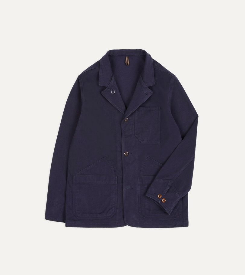 Navy Cotton Canvas Utility Blazer