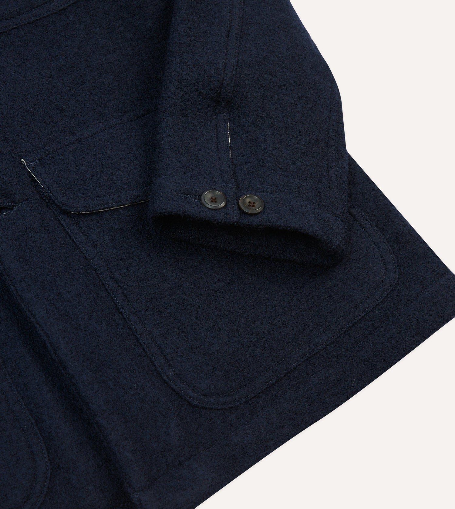 Navy Wool Three-Pocket Chore Jacket