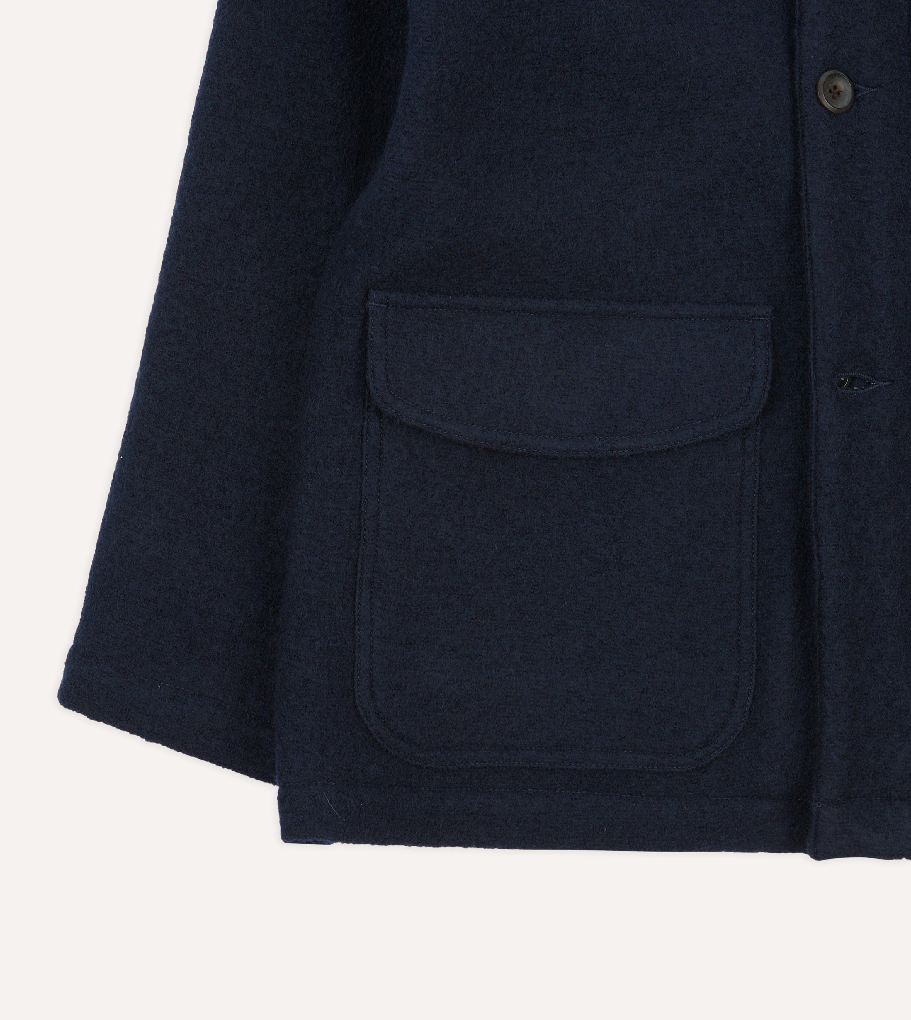 Navy Wool Three-Pocket Chore Jacket – Drakes