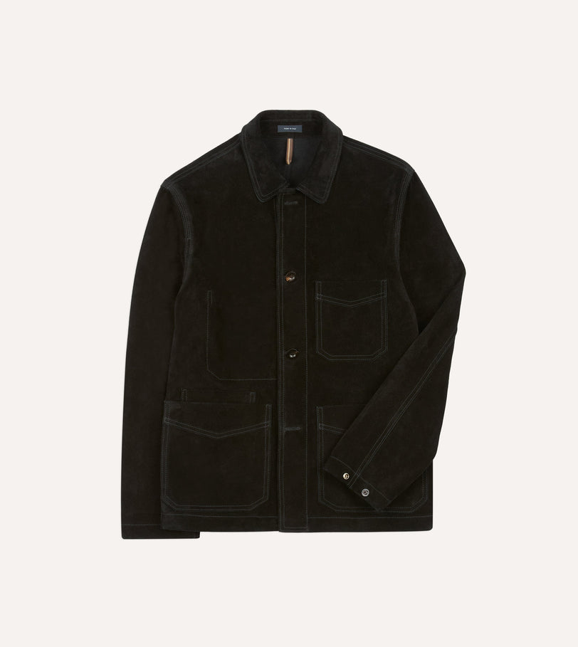 Drake's by A. Levine Black Heavyweight Suede Five-Pocket Chore Jacket