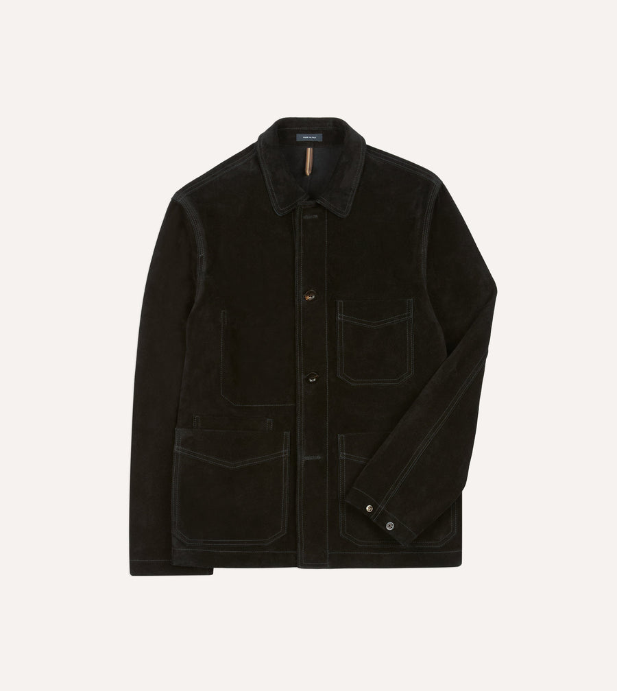 Drake's by A. Levine Black Heavyweight Suede Five-Pocket Chore Jacket