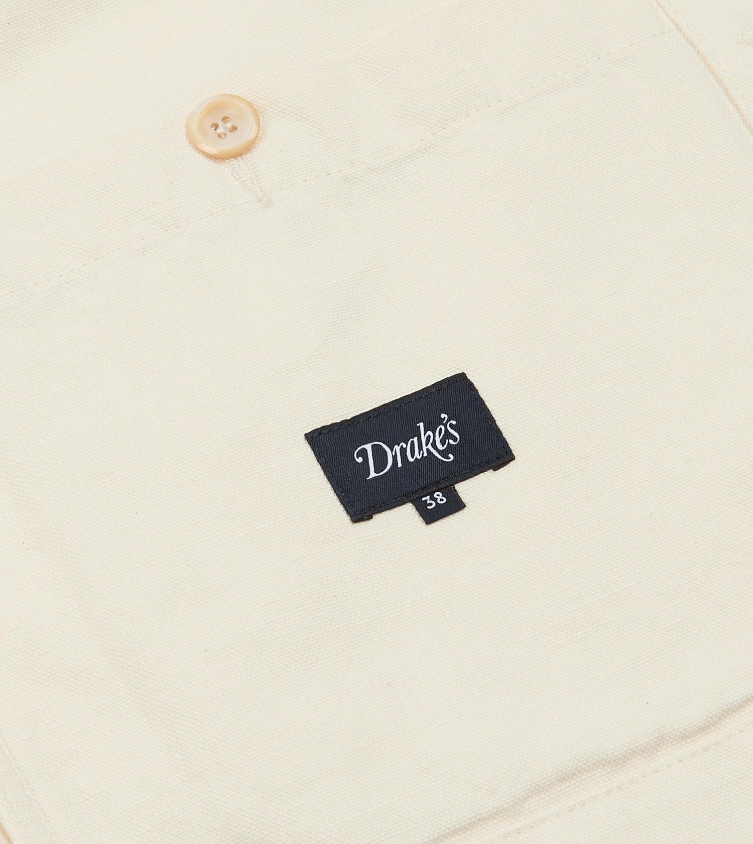 Ecru Cotton-Linen Double-Breasted Chore Coat