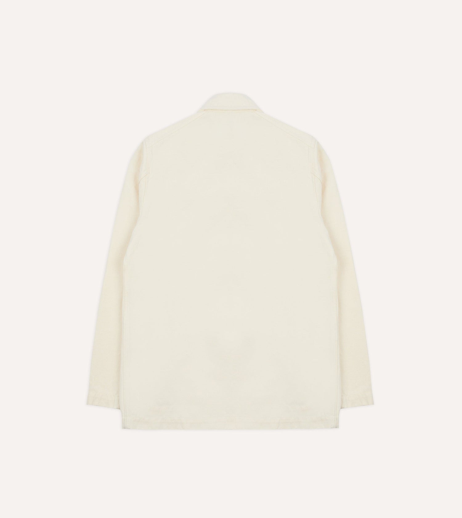 Ecru Cotton-Linen Double-Breasted Chore Coat