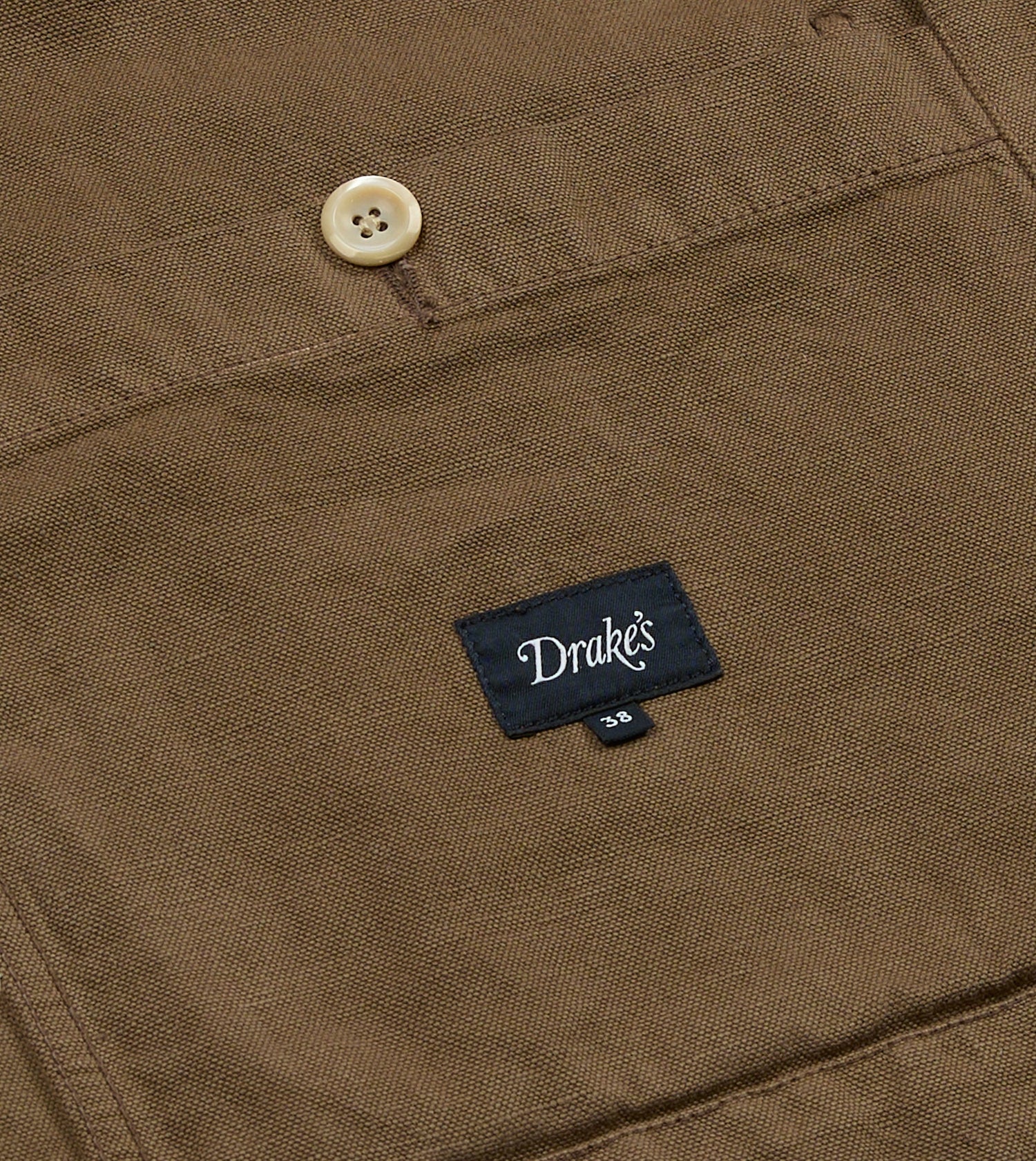 Brown Cotton-Linen Double-Breasted Chore Coat