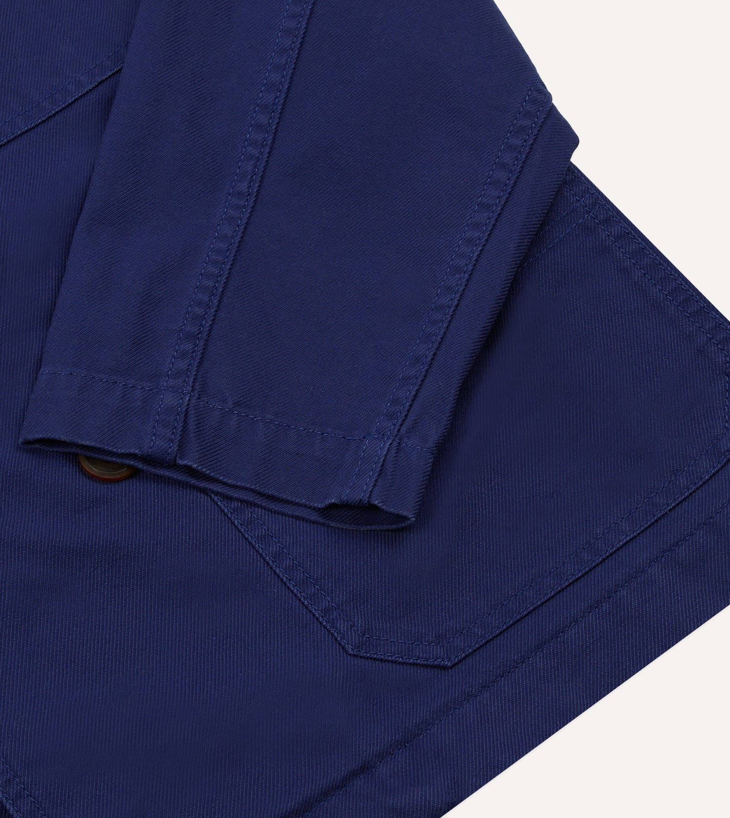 French Blue Cotton Serge Double-Breasted Chore Coat
