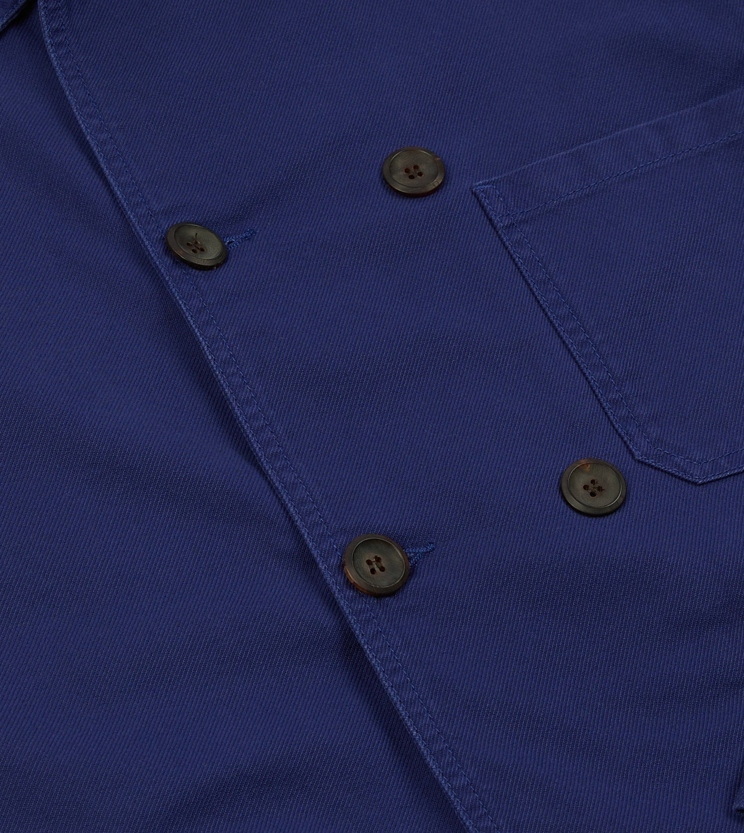 French Blue Cotton Serge Double-Breasted Chore Coat