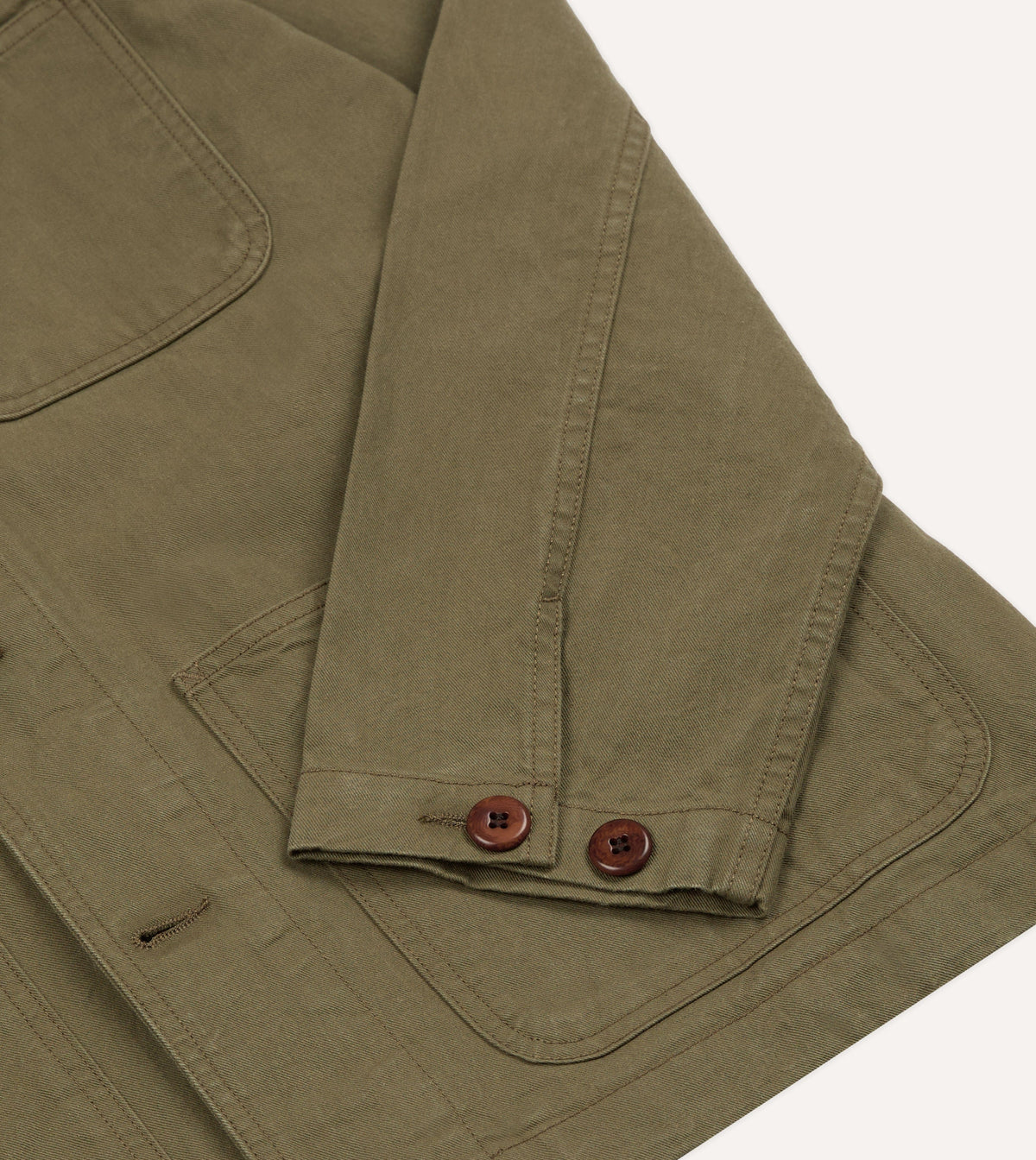 Khaki Cotton Twill Fatigue Jacket Drakes khaki-cotton-twill-fatigue-jacket-drakes