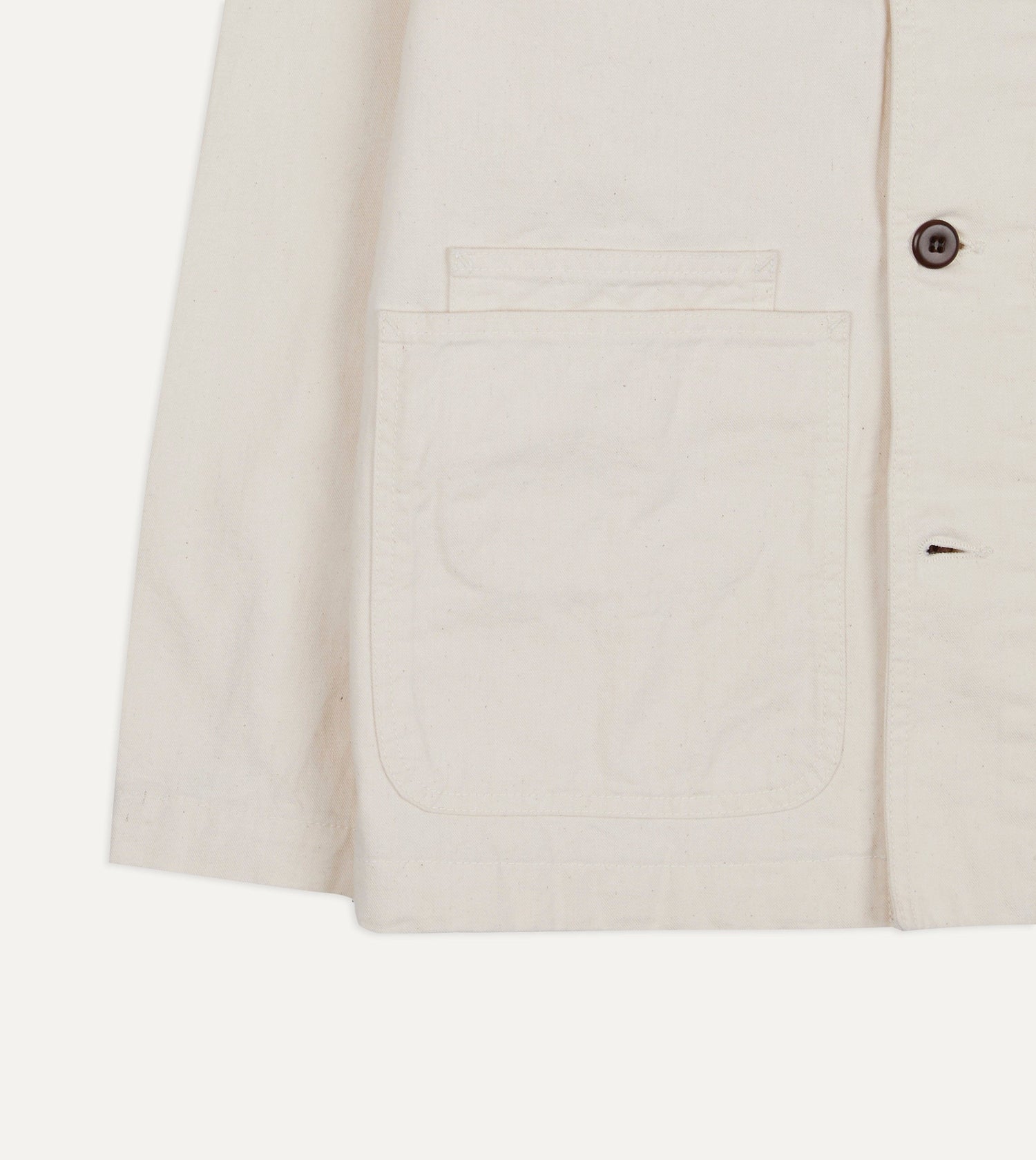 Ecru Cotton Twill Fatigue Jacket