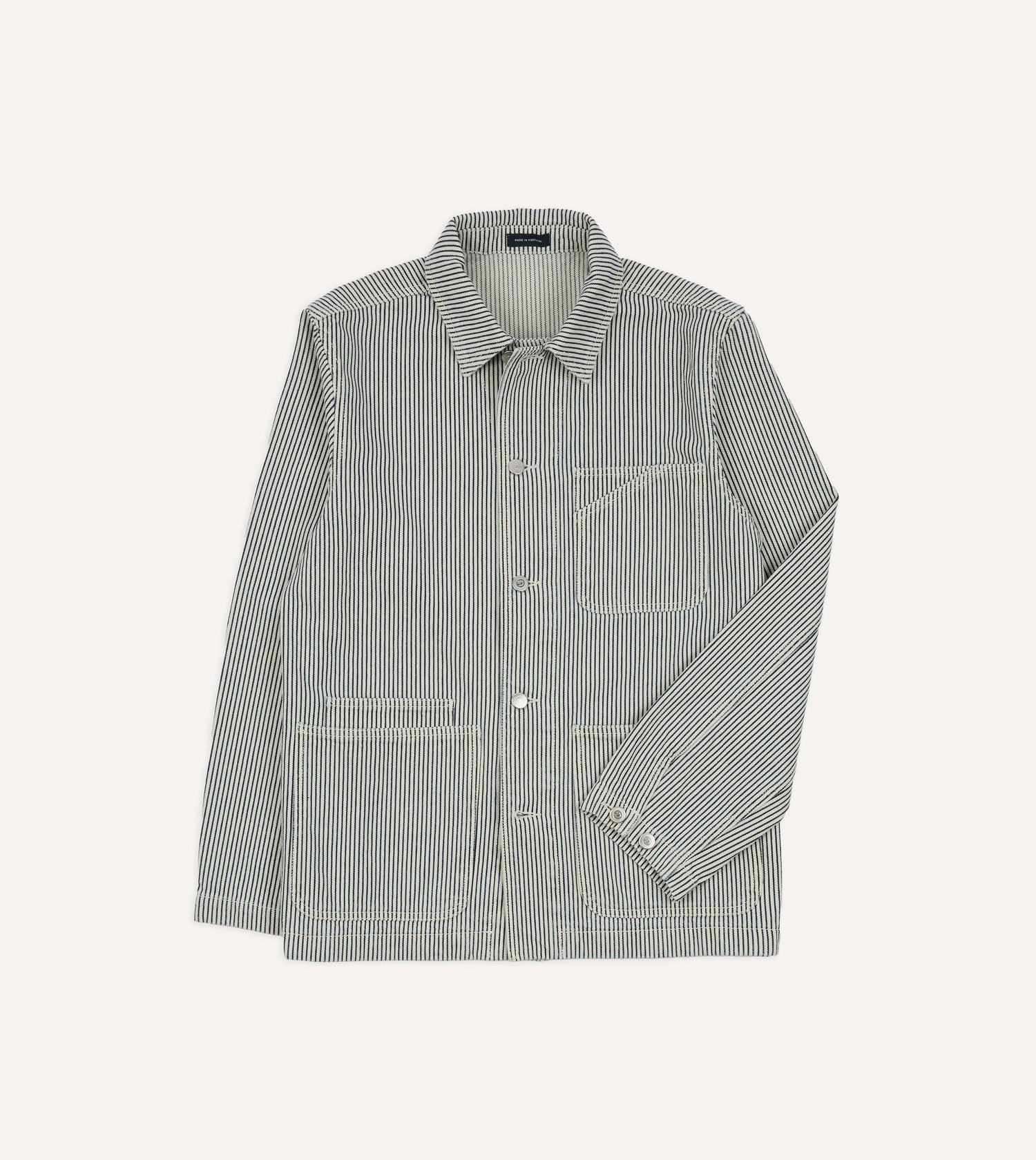 Indigo Stripe Cotton Fatigue Jacket