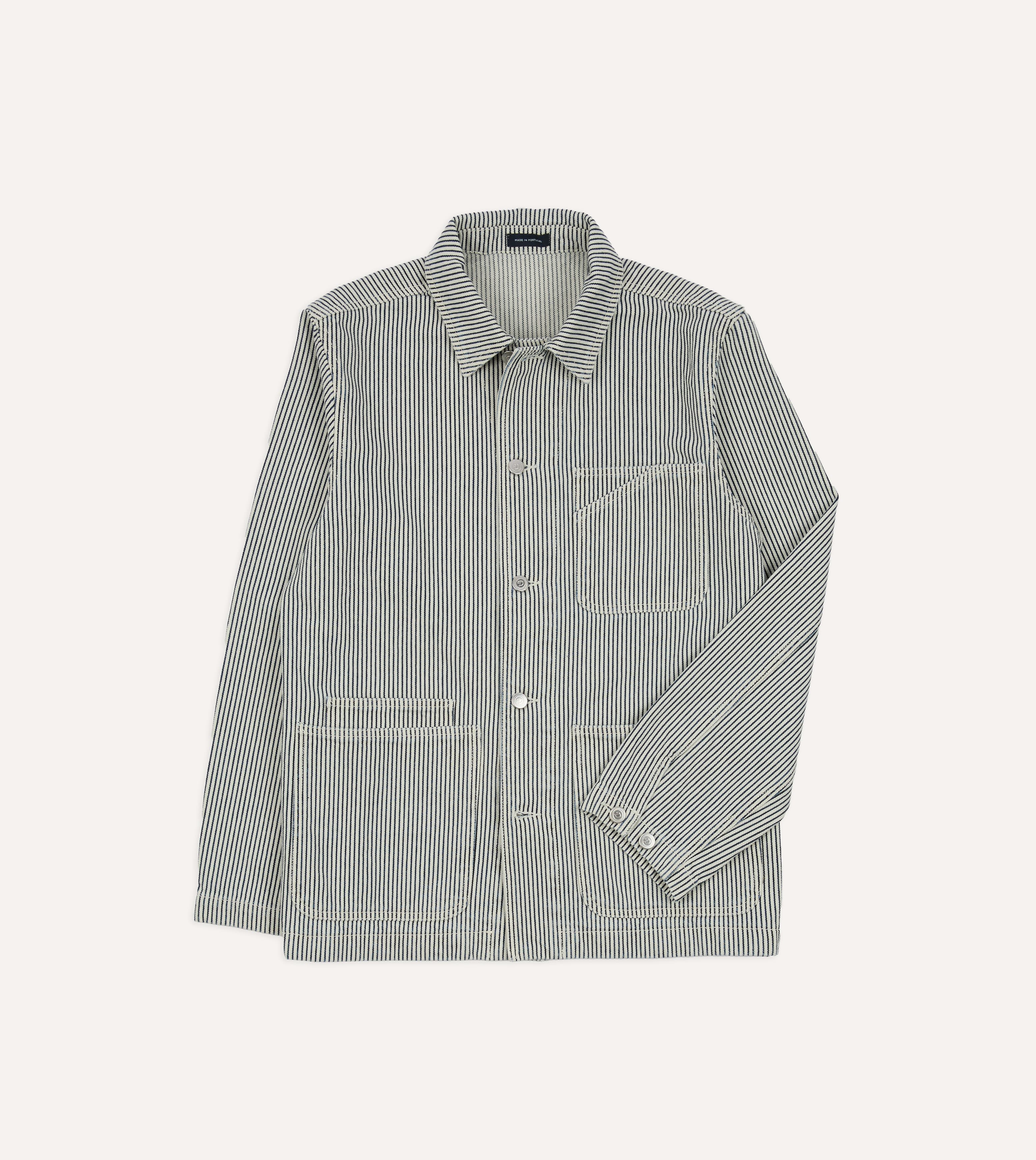 Indigo Stripe Cotton Fatigue Jacket