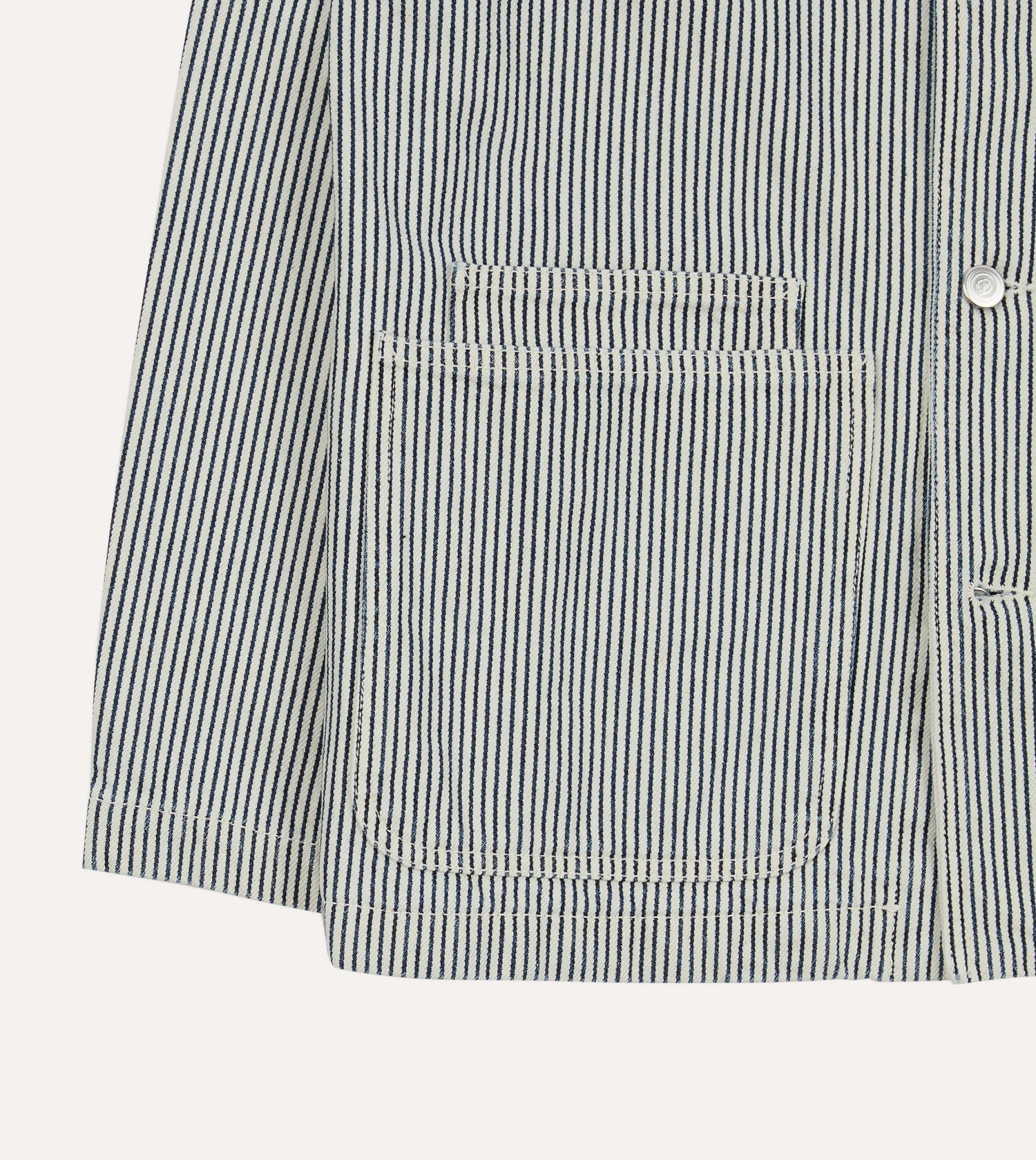 Indigo Stripe Cotton Fatigue Jacket