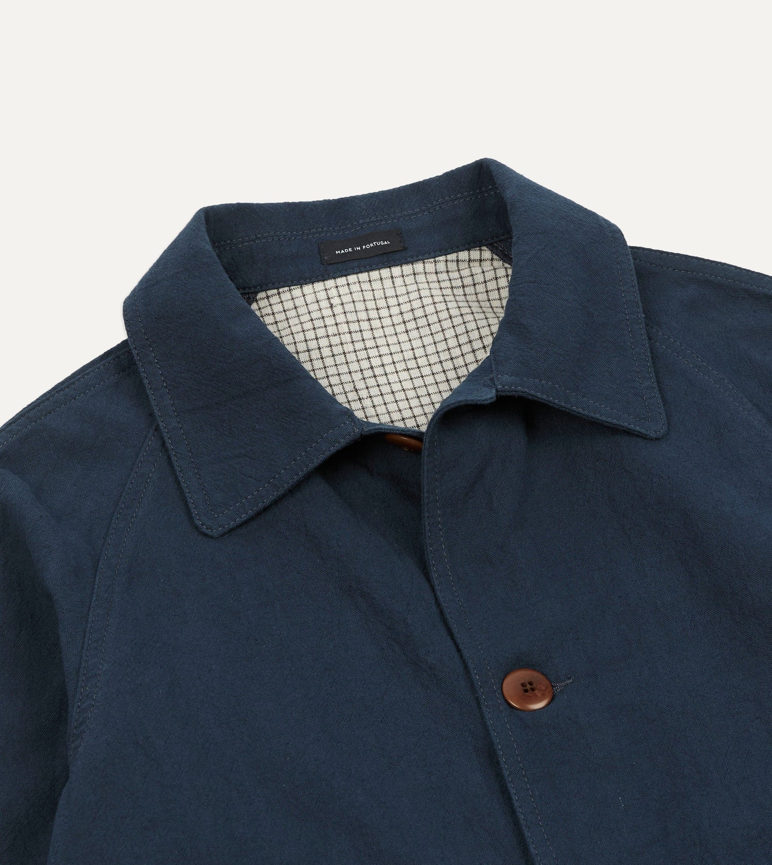 Navy Cotton-Linen Raglan Work Coat