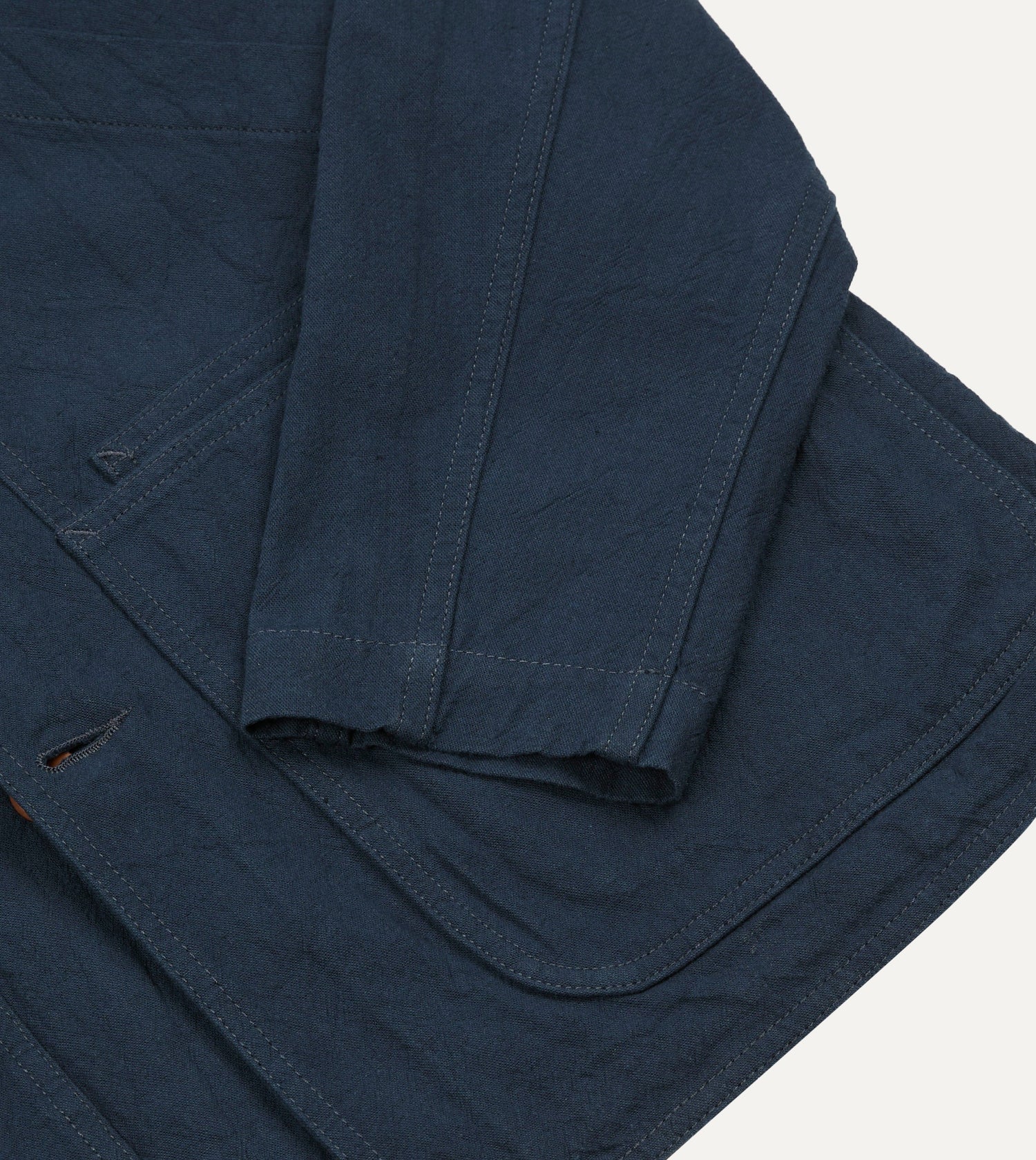 Navy Cotton-Linen Raglan Work Coat