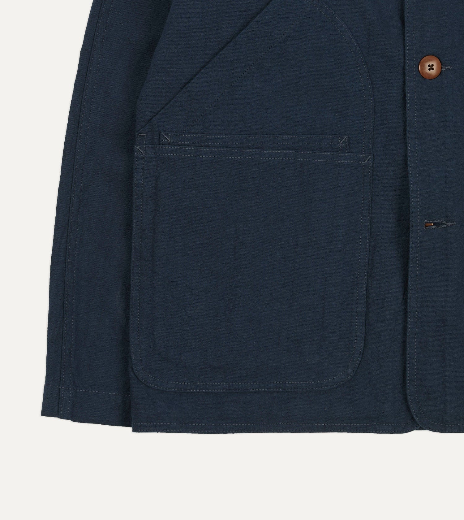 Navy Cotton-Linen Raglan Work Coat