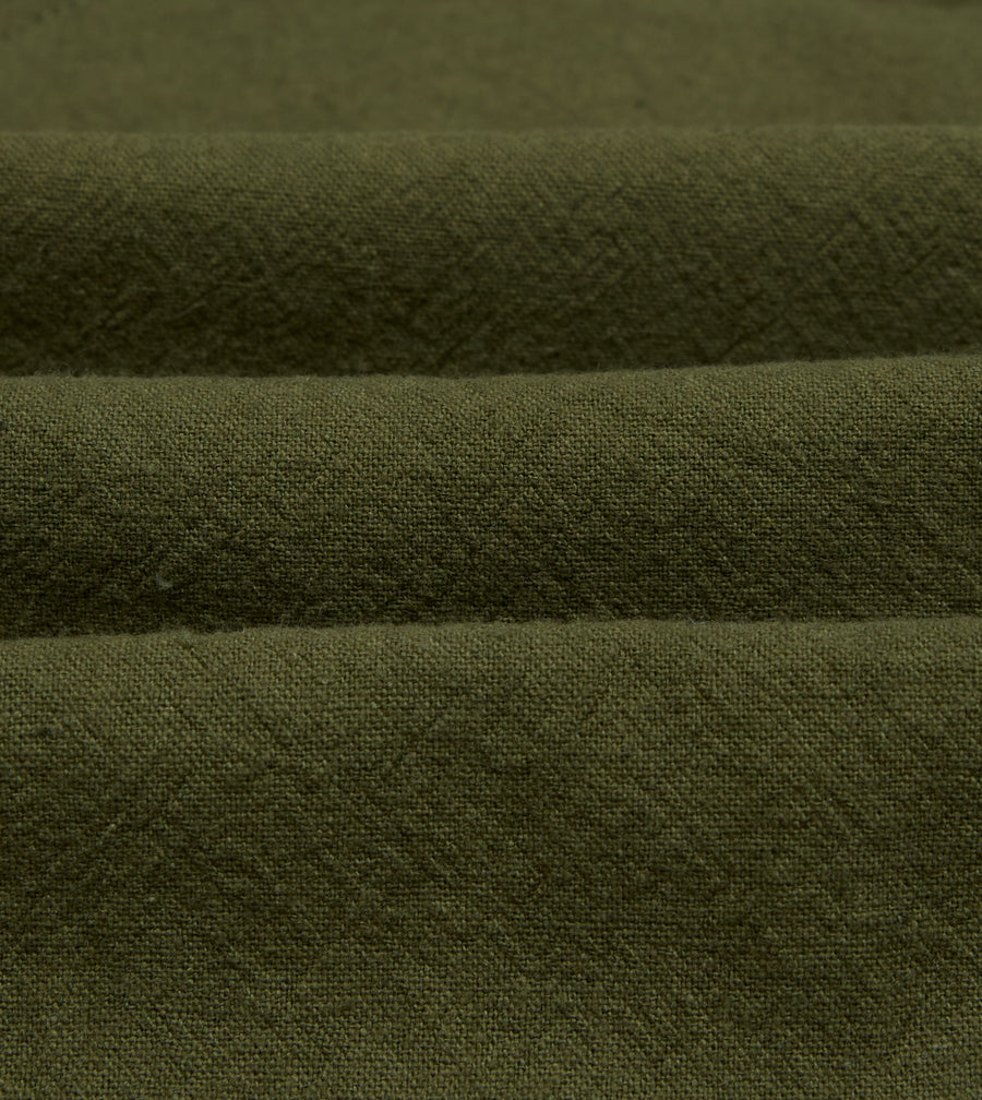 Green Cotton-Linen Raglan Work Coat