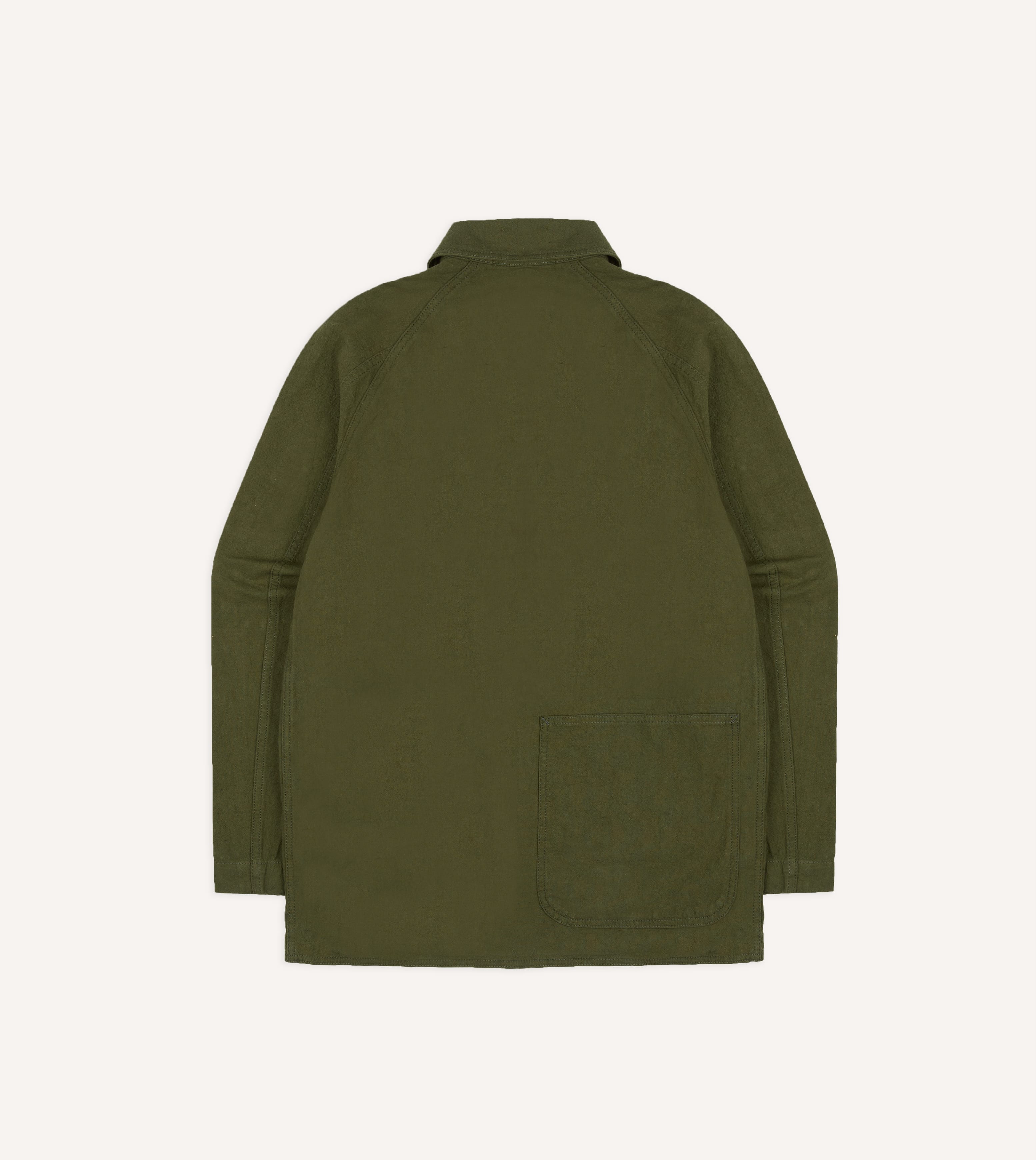 Green Cotton-Linen Raglan Work Coat
