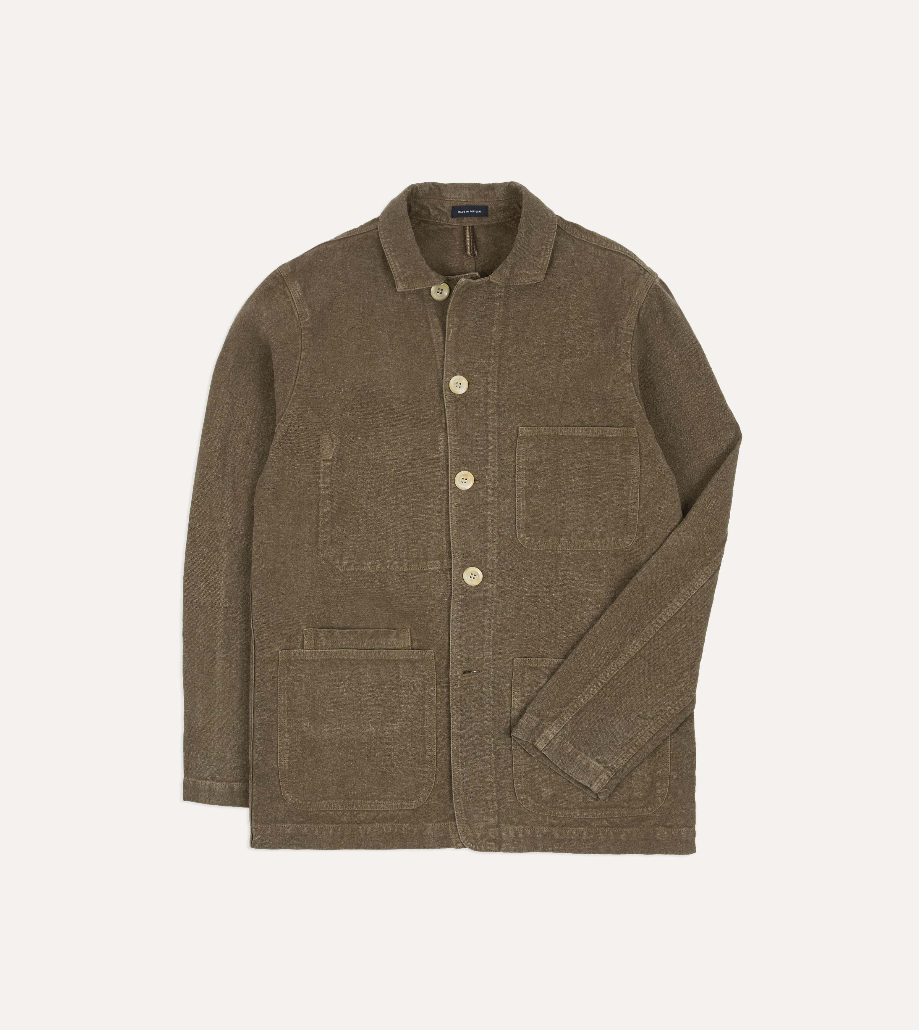 Brown Linen Five-Pocket Chore Jacket