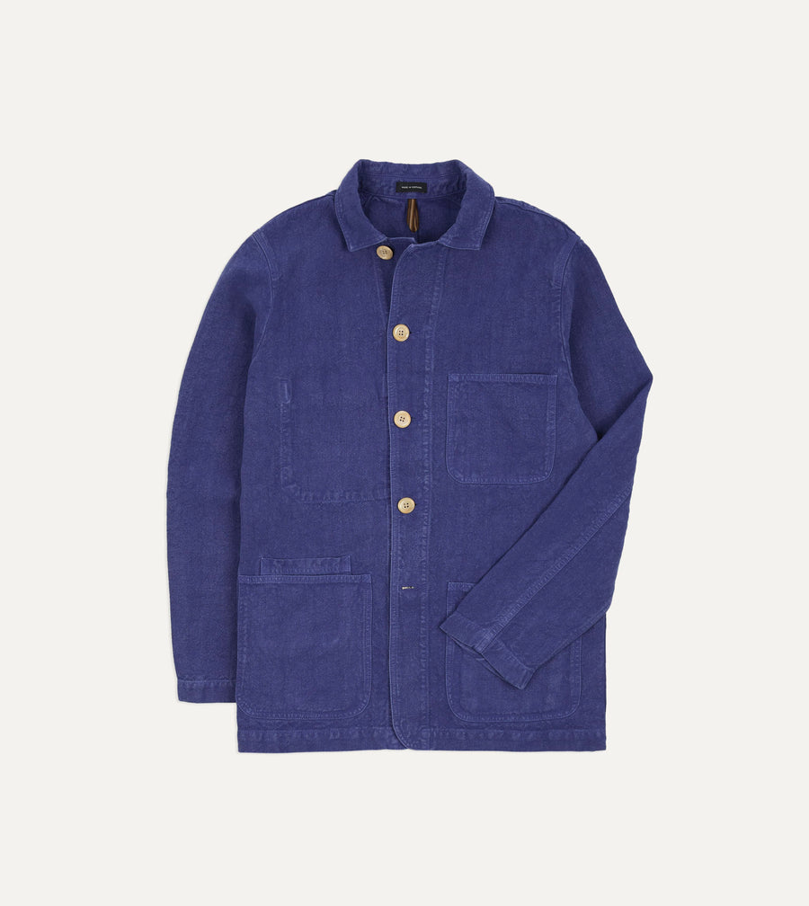 Blue Linen Five-Pocket Chore Jacket