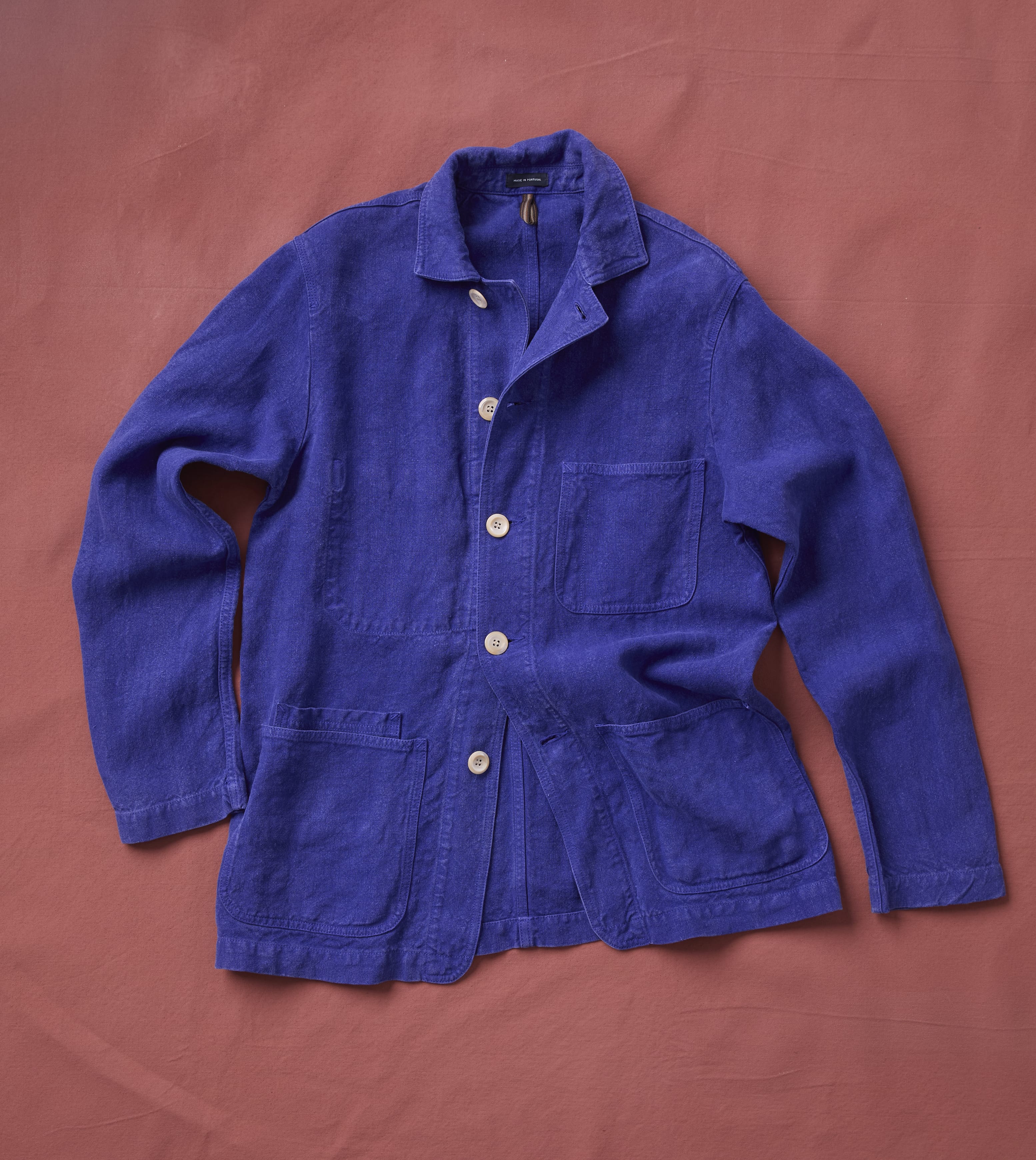 Blue Linen Five-Pocket Chore Jacket