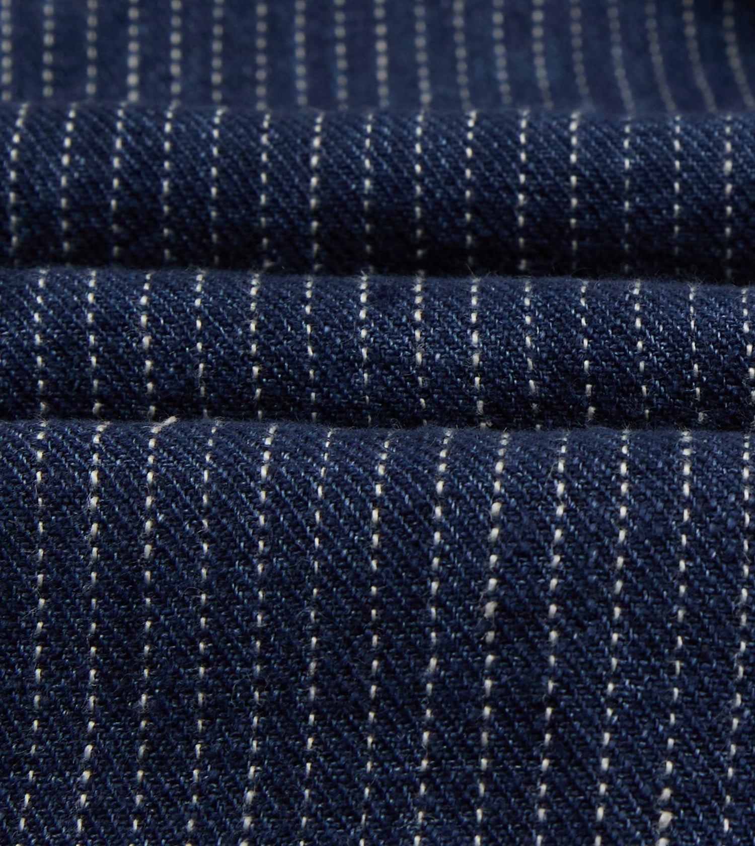 Indigo Stripe Linen Loop Button Chore Jacket