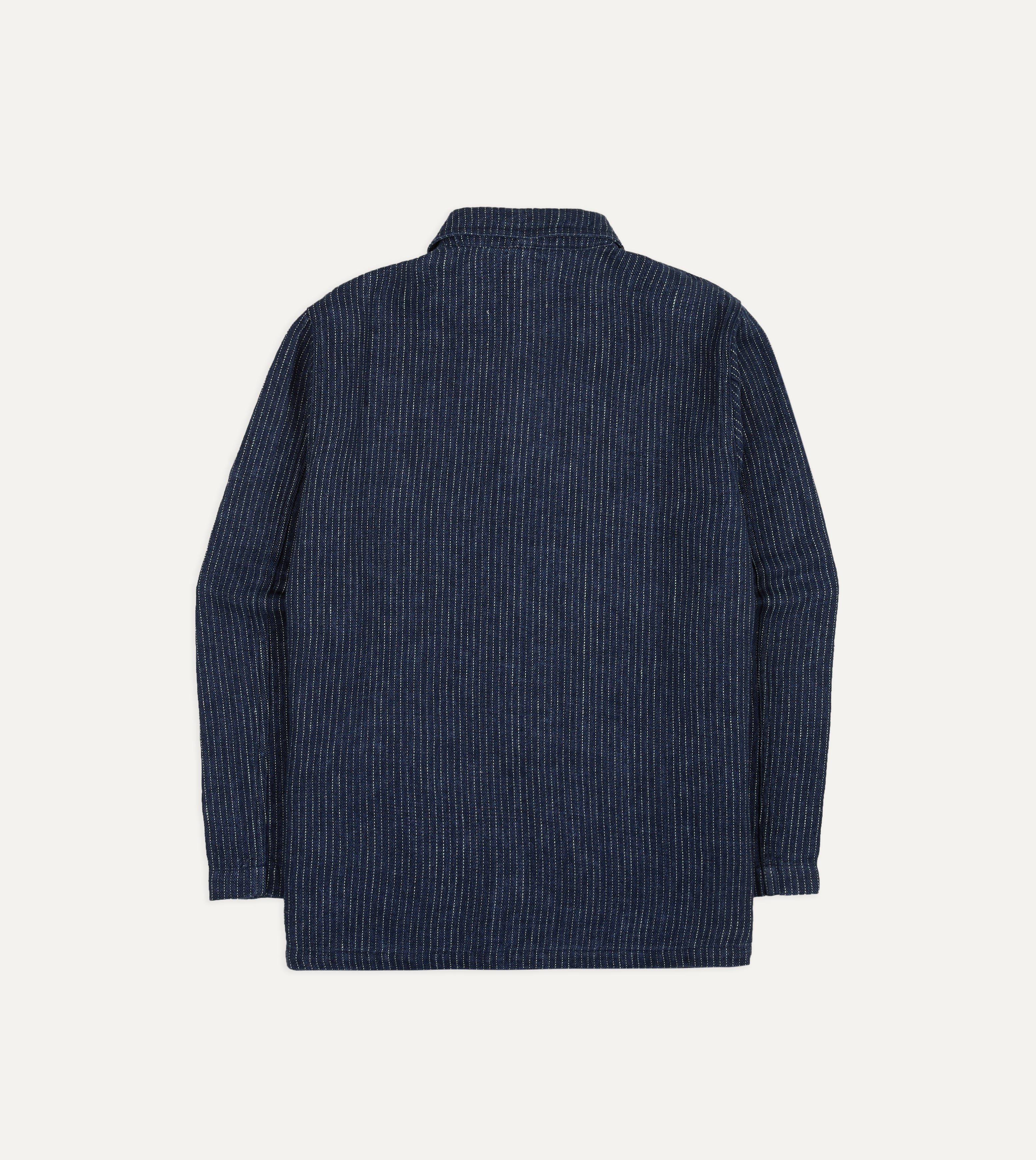 Indigo Stripe Linen Loop Button Chore Jacket – Drakes