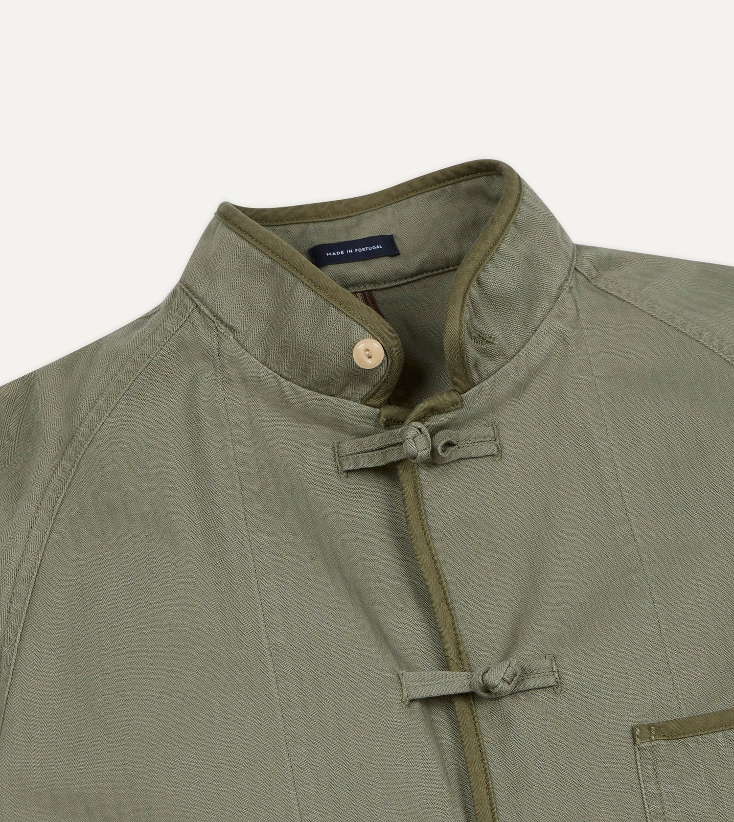 Olive Herringbone Cotton Artist Chore Jacket