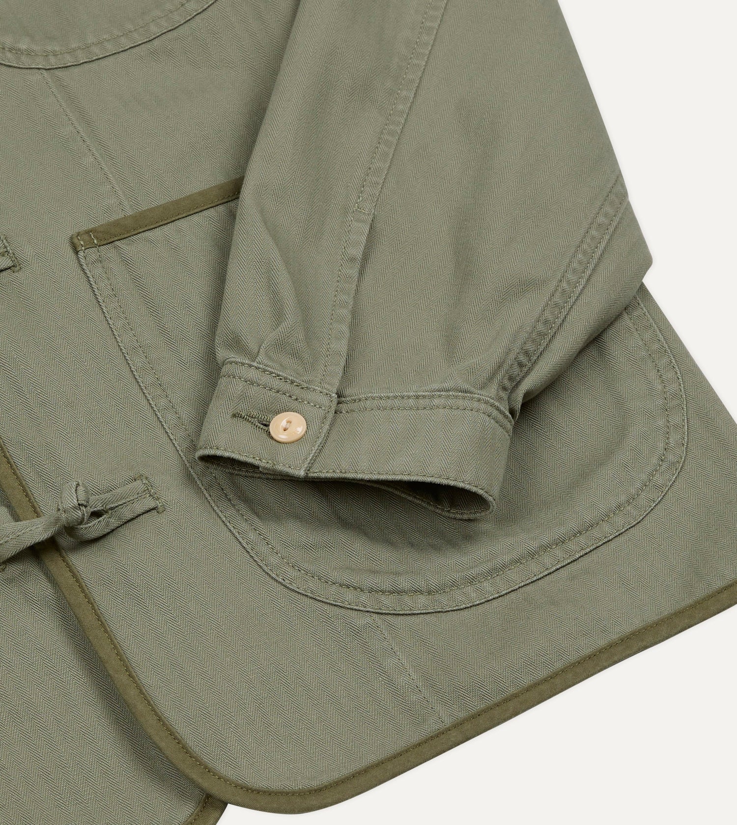 Olive Herringbone Cotton Artist Chore Jacket
