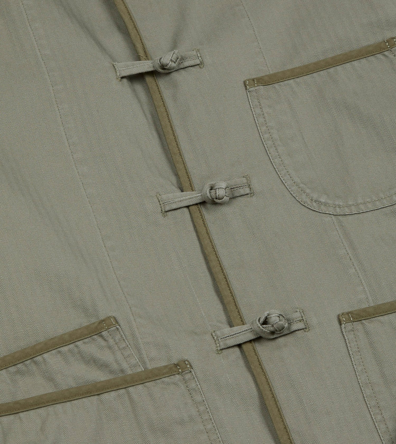 Olive Herringbone Cotton Artist Chore Jacket