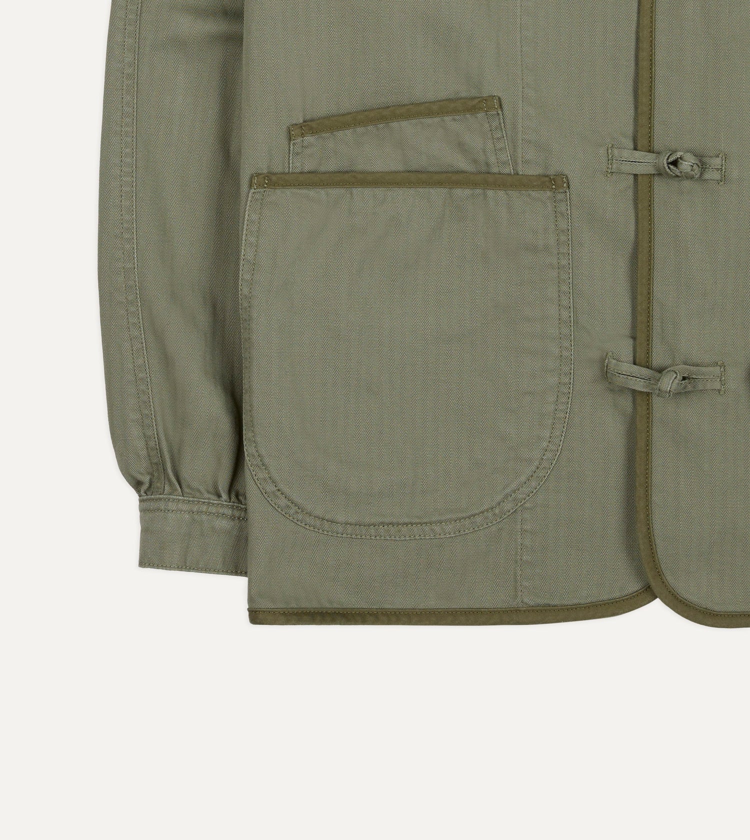 Olive Herringbone Cotton Artist Chore Jacket