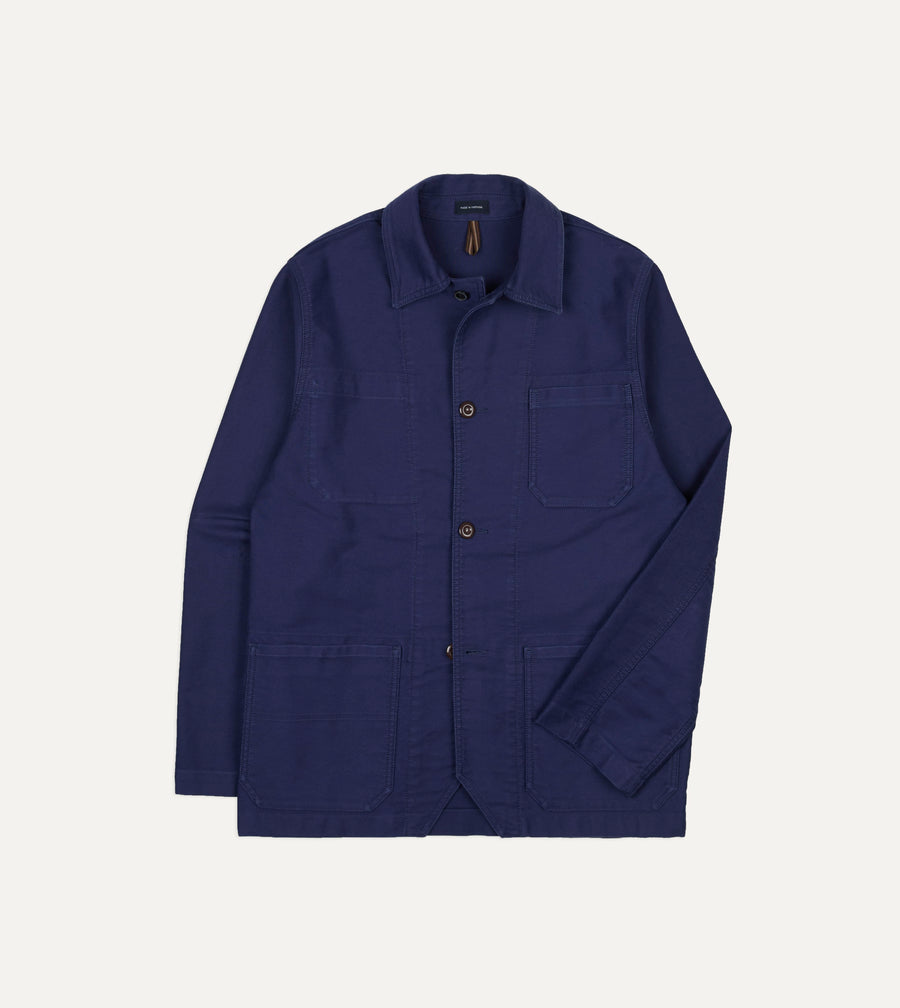 Navy Moleskin Mitred Chore Jacket