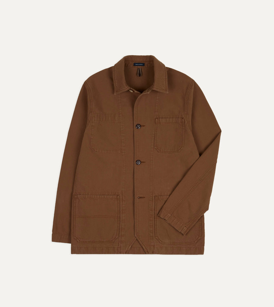Tobacco Canvas Mitred Chore Jacket