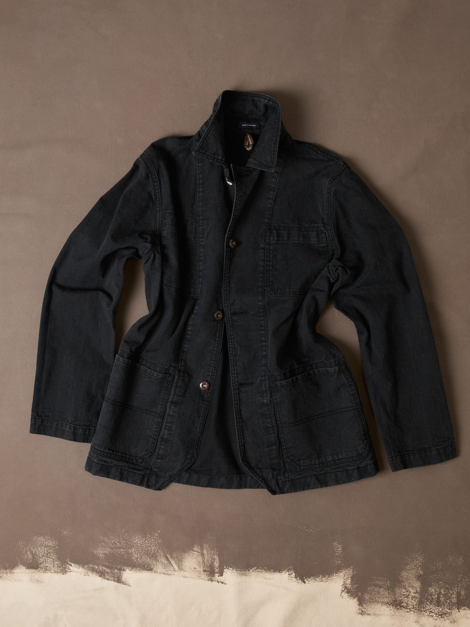 Black Twill Mitred Chore Jacket