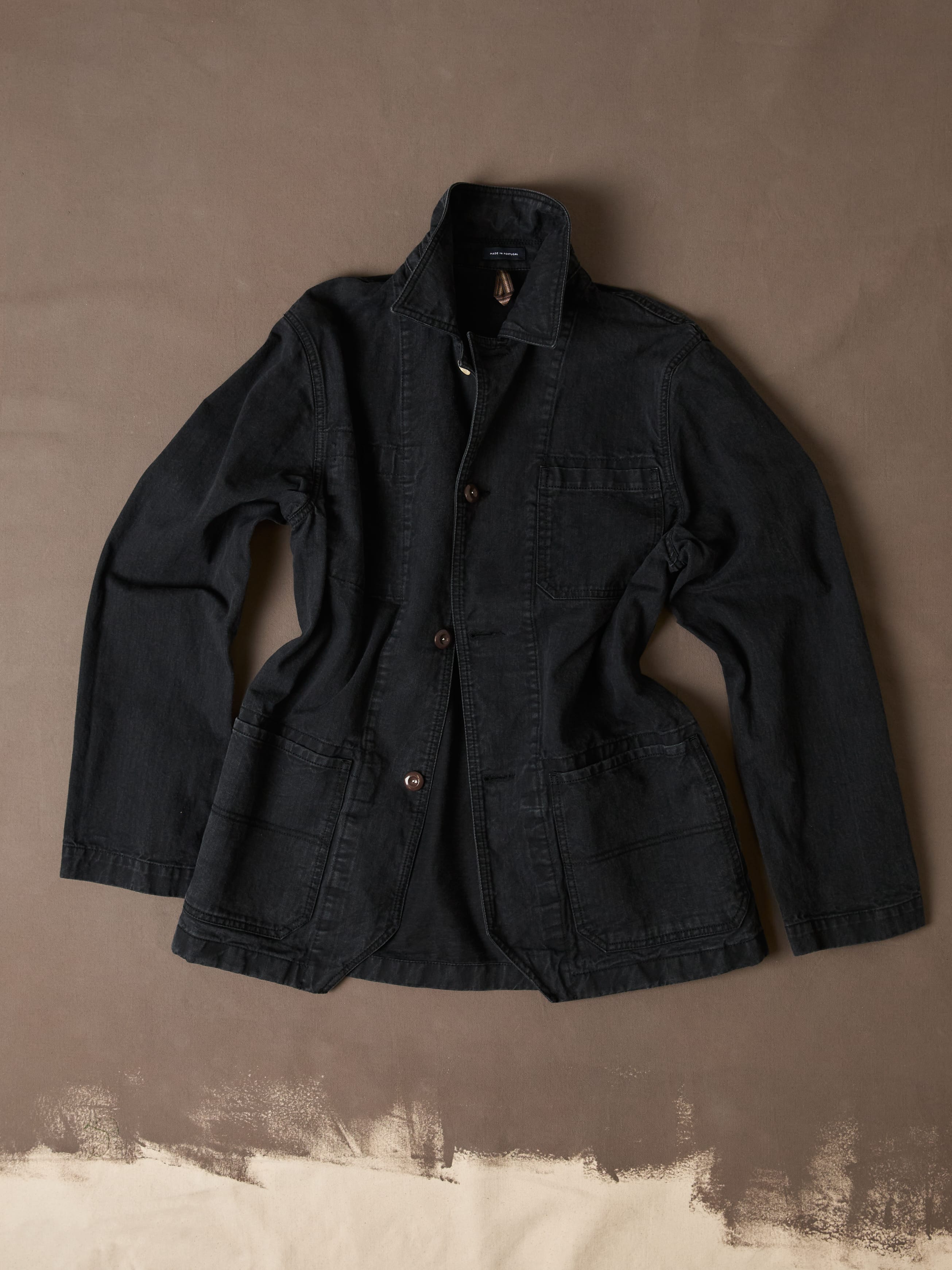 Black Twill Mitred Chore Jacket