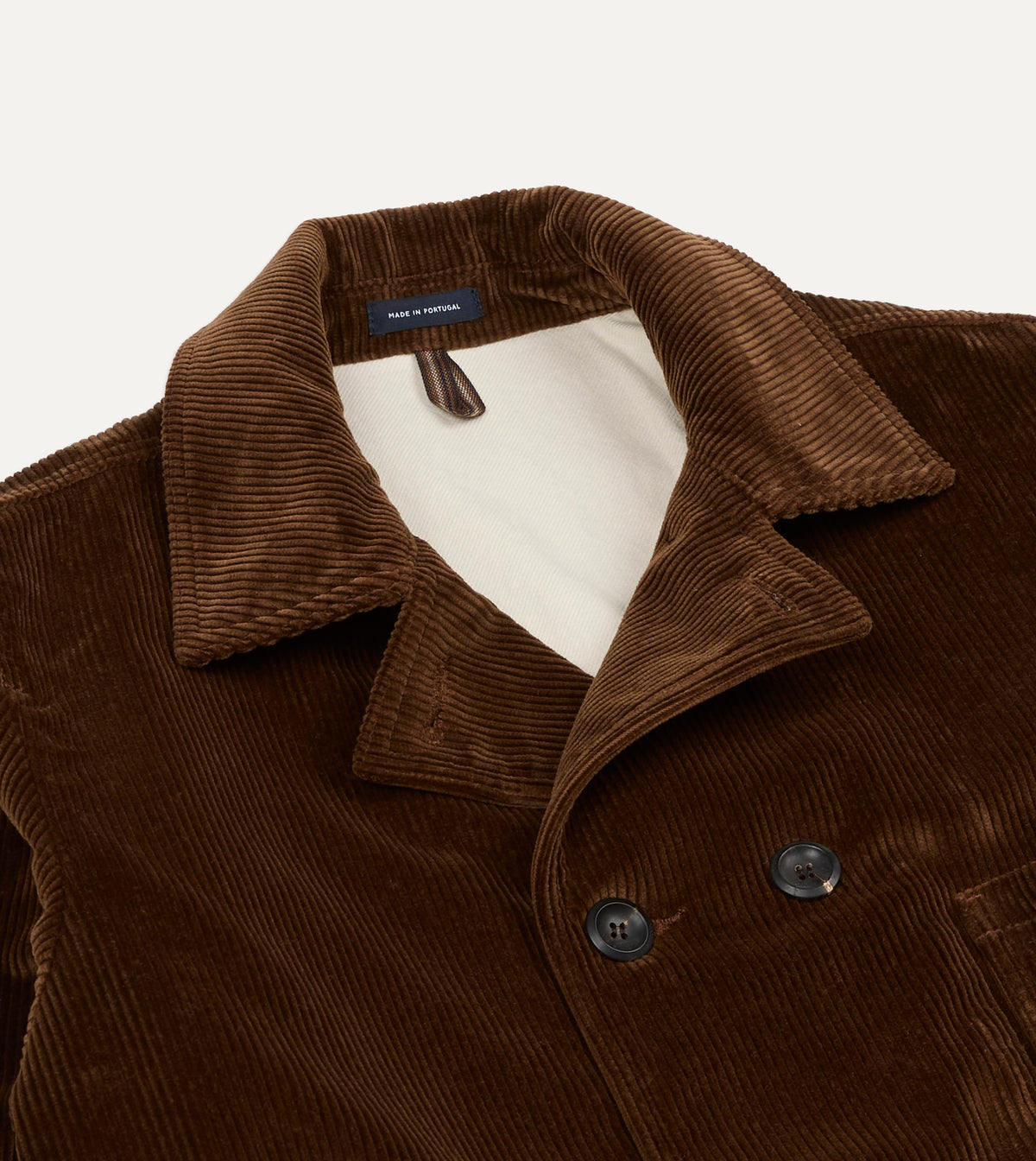 Brown Corduroy Double-Breasted Chore Coat