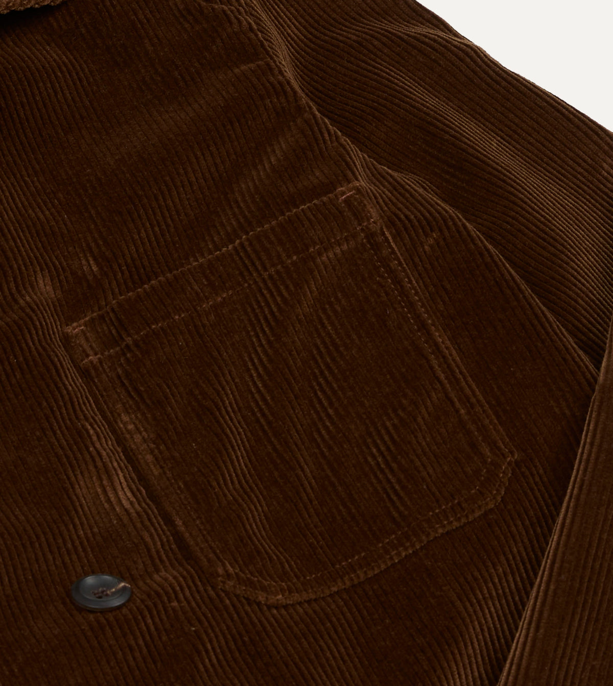 Brown Corduroy Double-Breasted Chore Coat