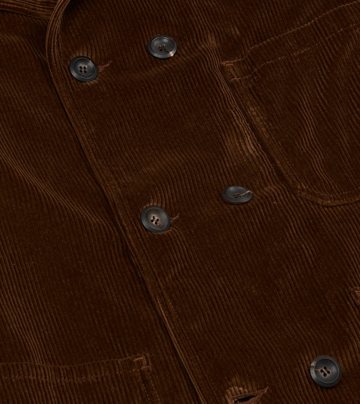 Brown Corduroy Double-Breasted Chore Coat