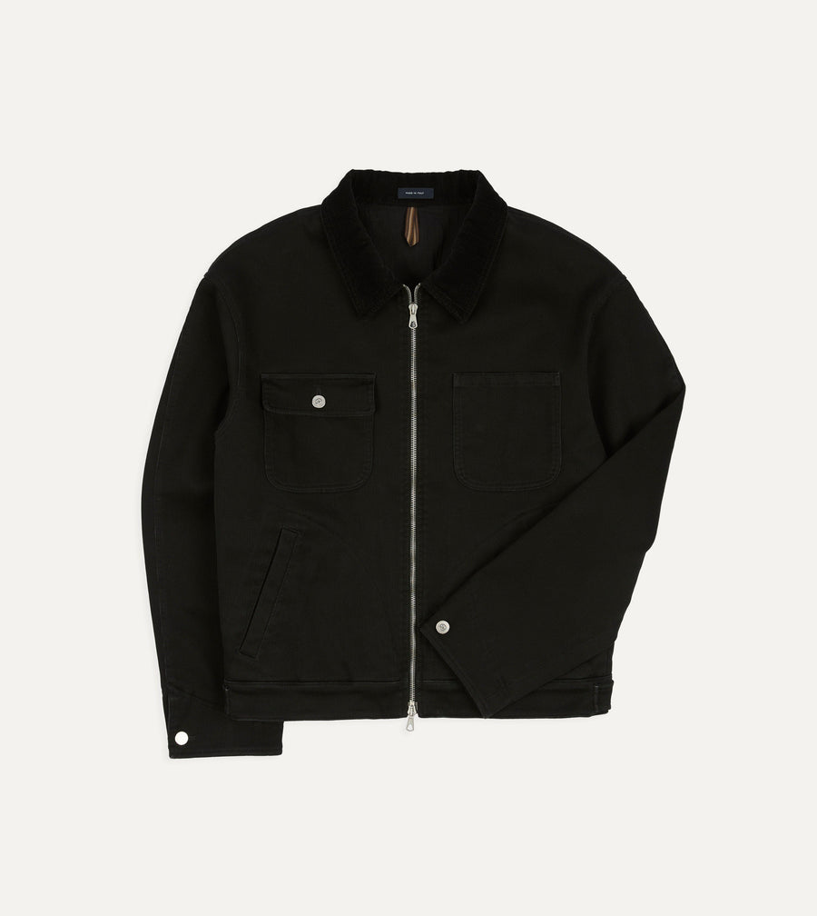 Drake's by A. Levine Black Cotton Trucker Jacket