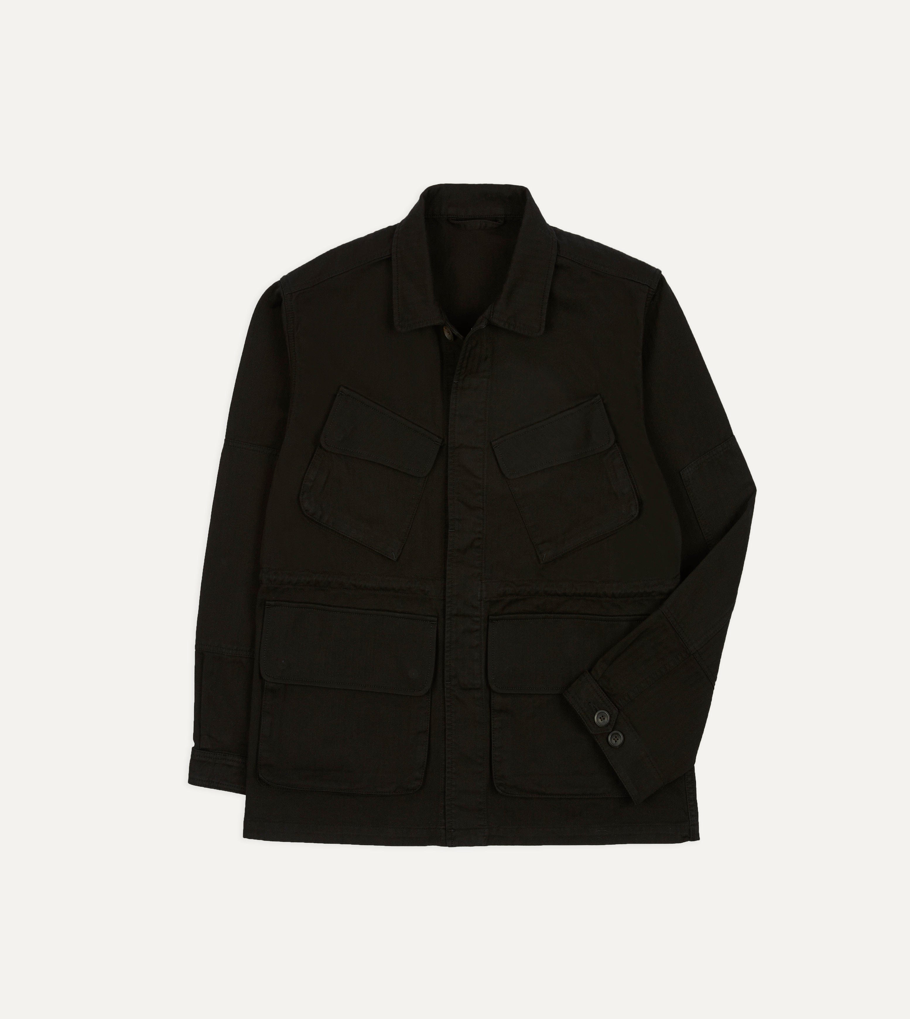 Drake's by A. Levine Black Herringbone Cotton Jungle Jacket