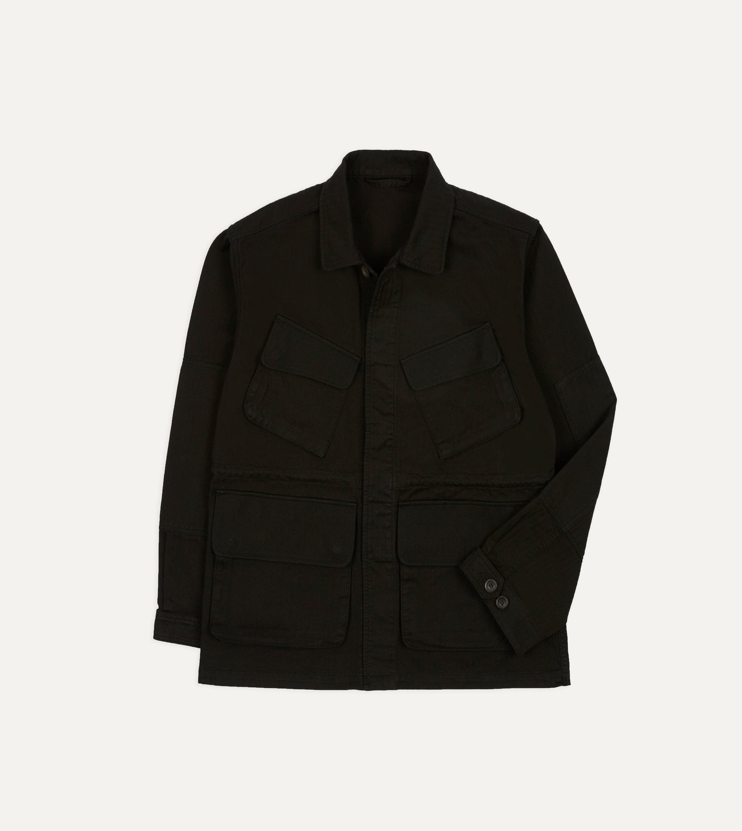 Drake's by A. Levine Black Herringbone Cotton Jungle Jacket