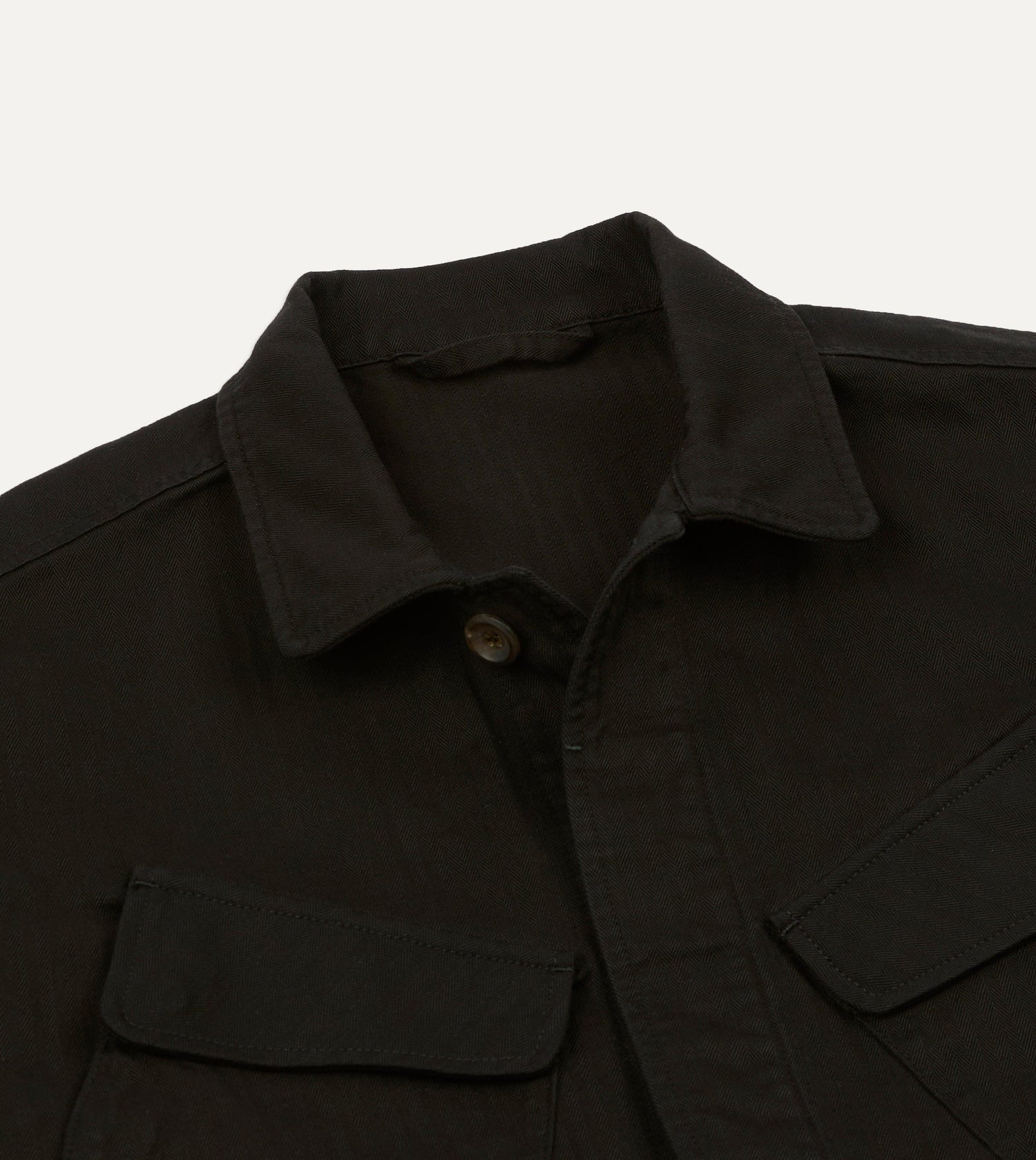 Drake's by A. Levine Black Herringbone Cotton Jungle Jacket