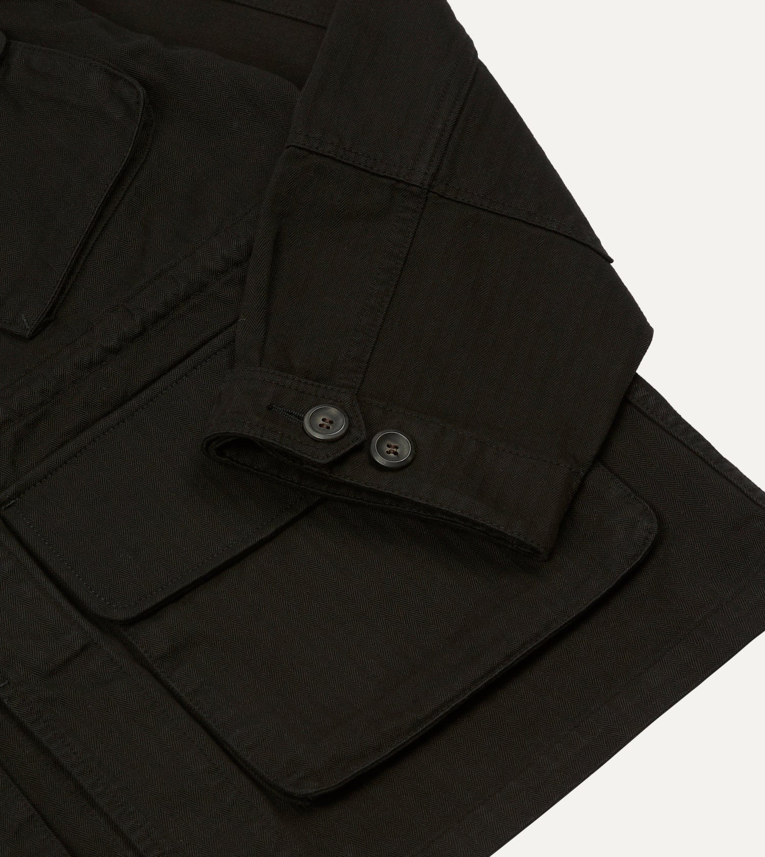 Drake's by A. Levine Black Herringbone Cotton Jungle Jacket