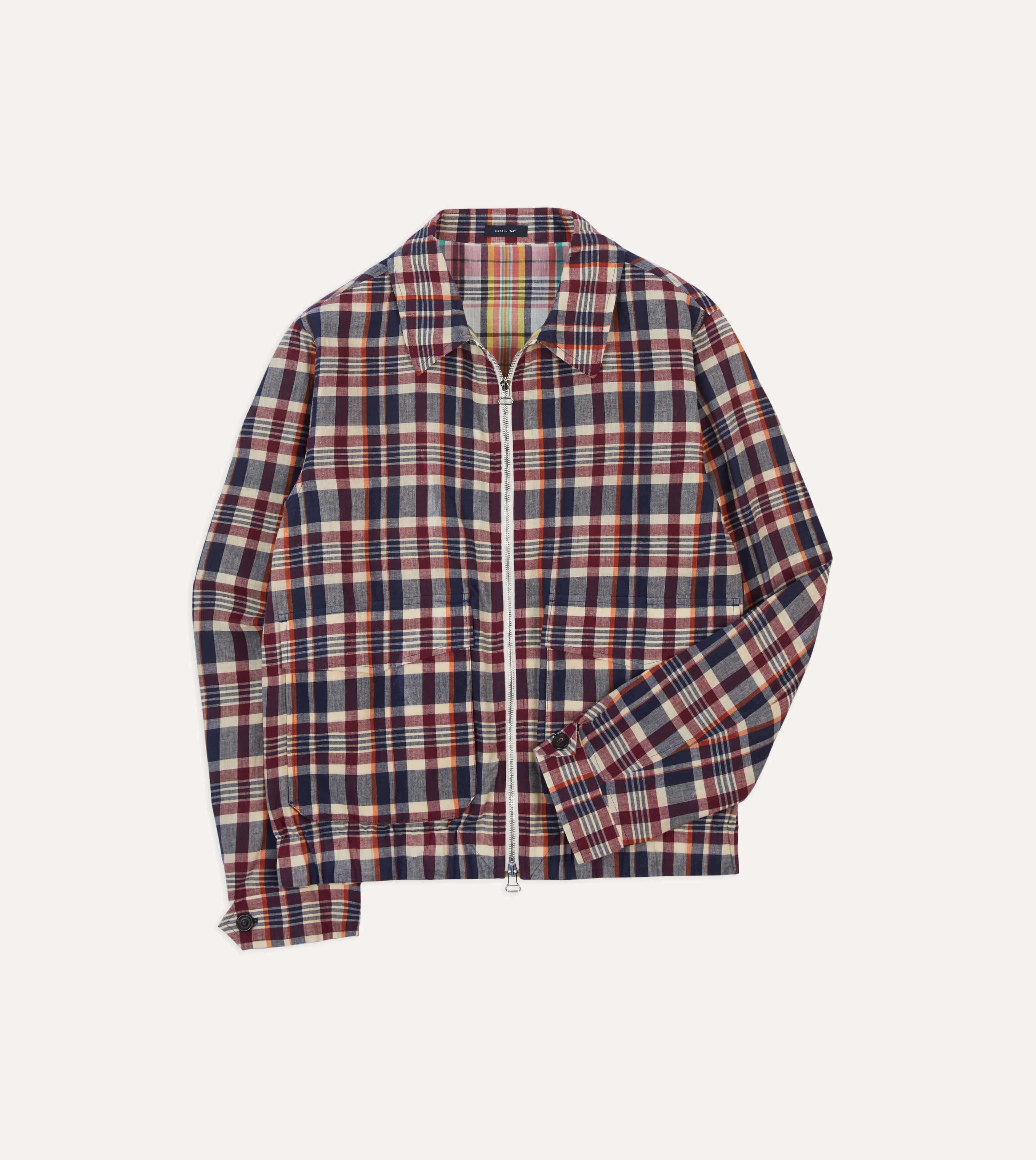 Waxed Madras Cotton Tennis Blouson Jacket